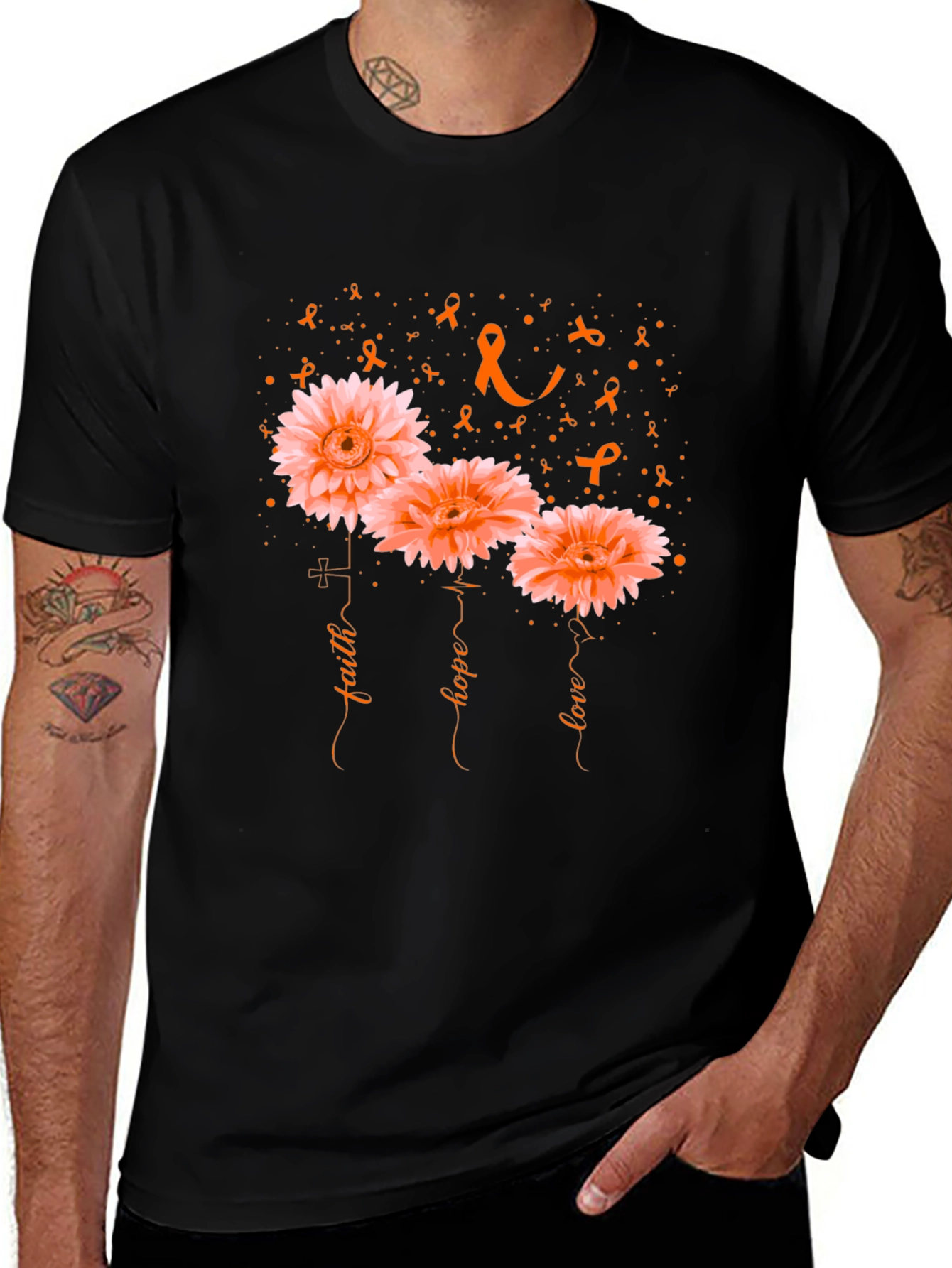Faith Hope Love Flower Awareness Graphic T-Shirt