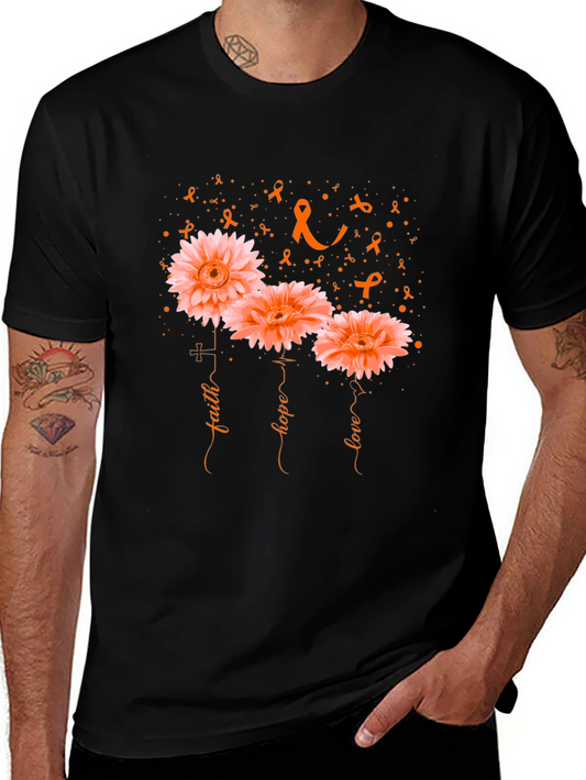 Faith Hope Love Flower Awareness Graphic T-Shirt