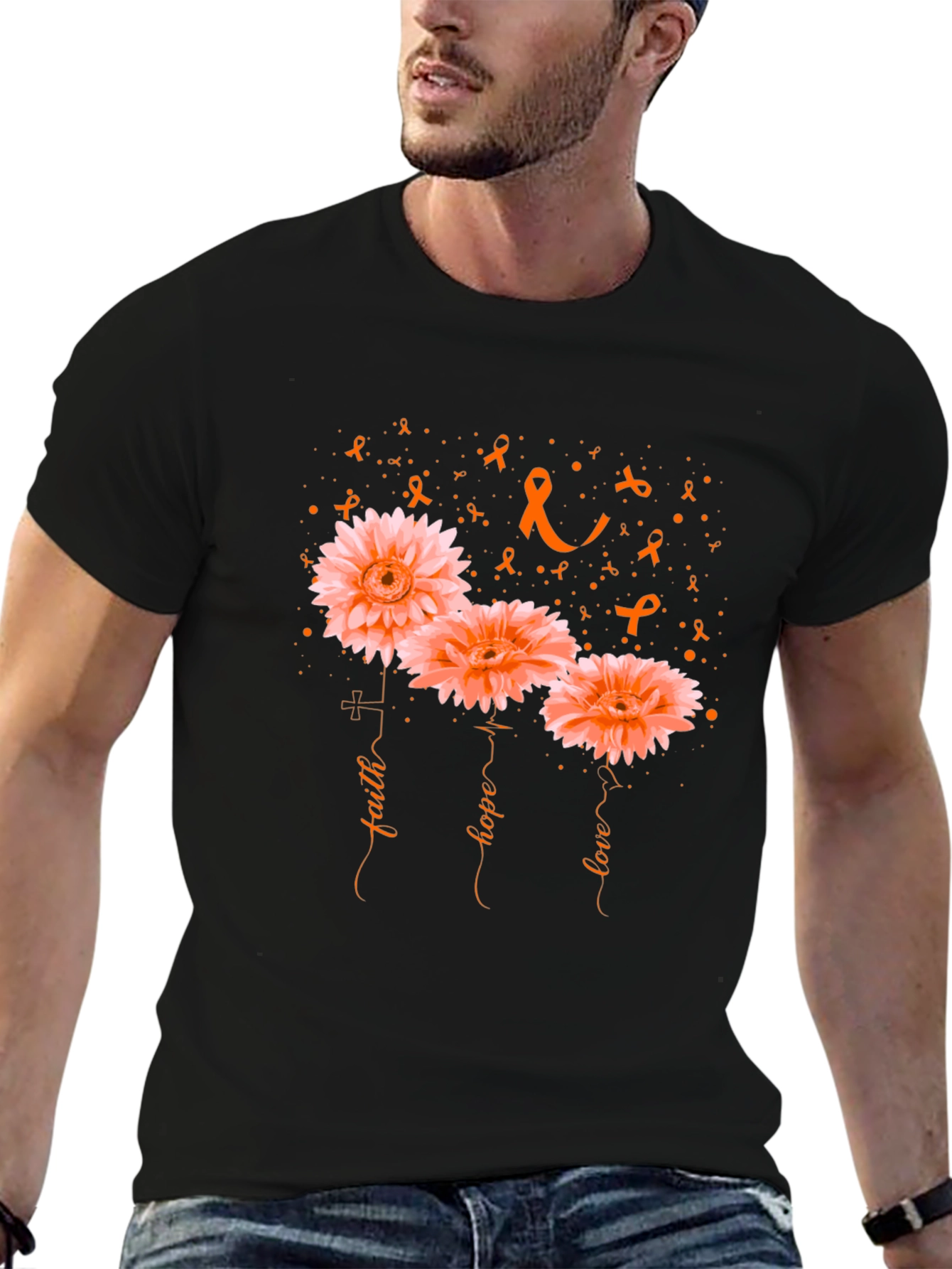 Faith Hope Love Flower Awareness Graphic T-Shirt