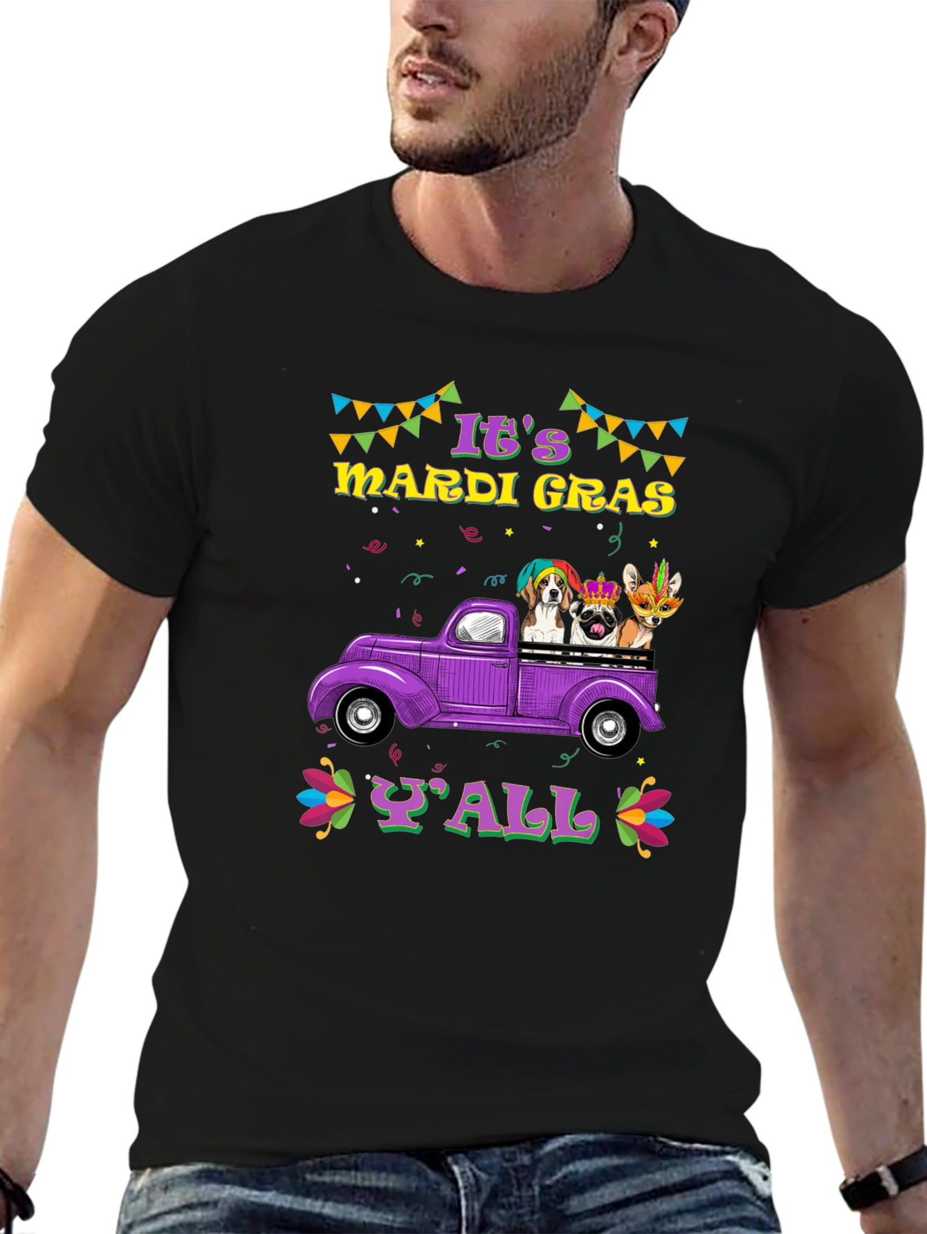 Mardi Gras Dogs Yall T-Shirt