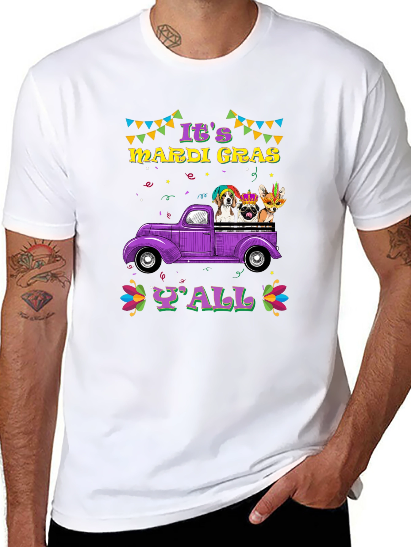 Mardi Gras Dogs Yall T-Shirt