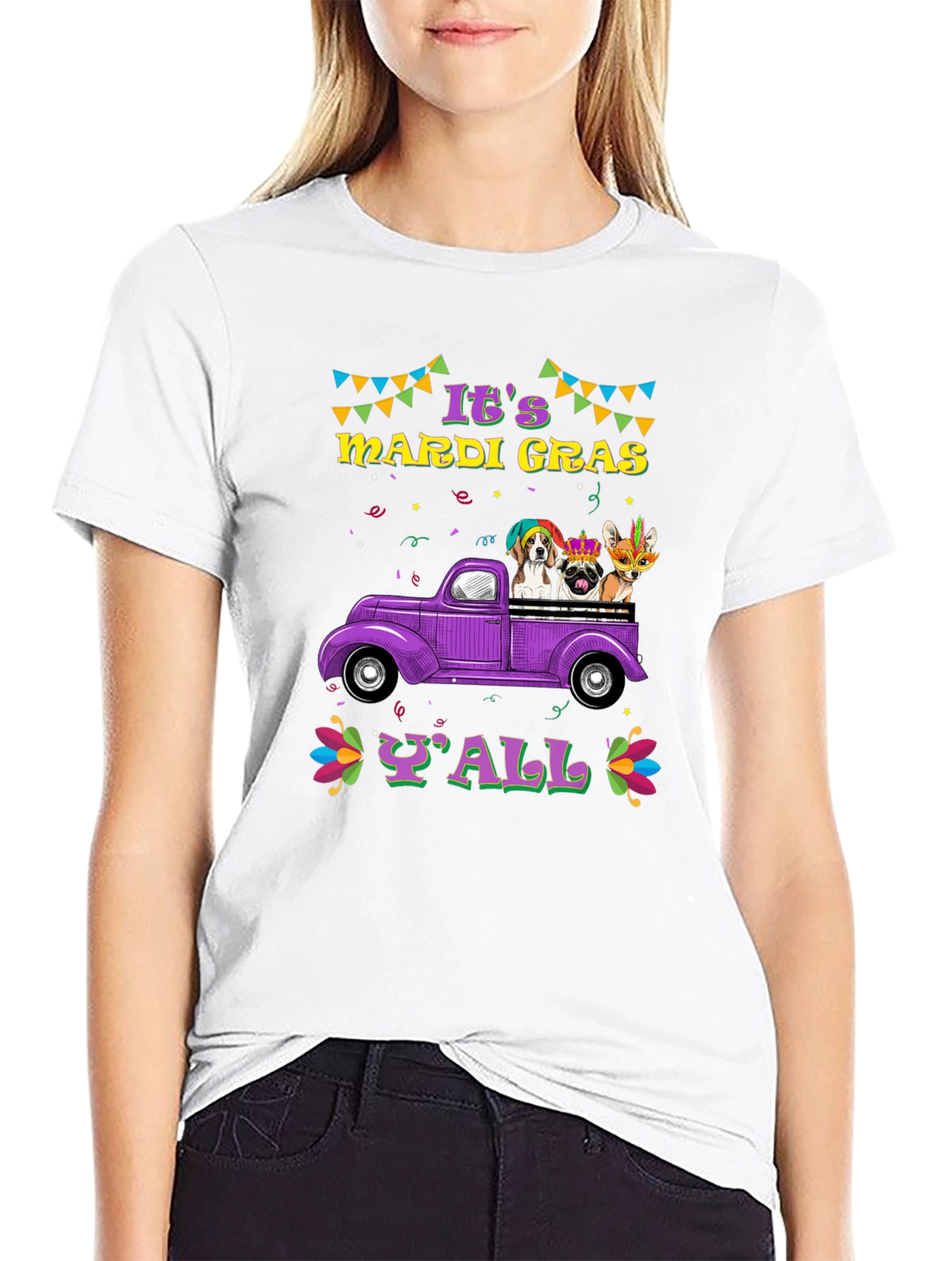 Mardi Gras Dogs Yall T-Shirt