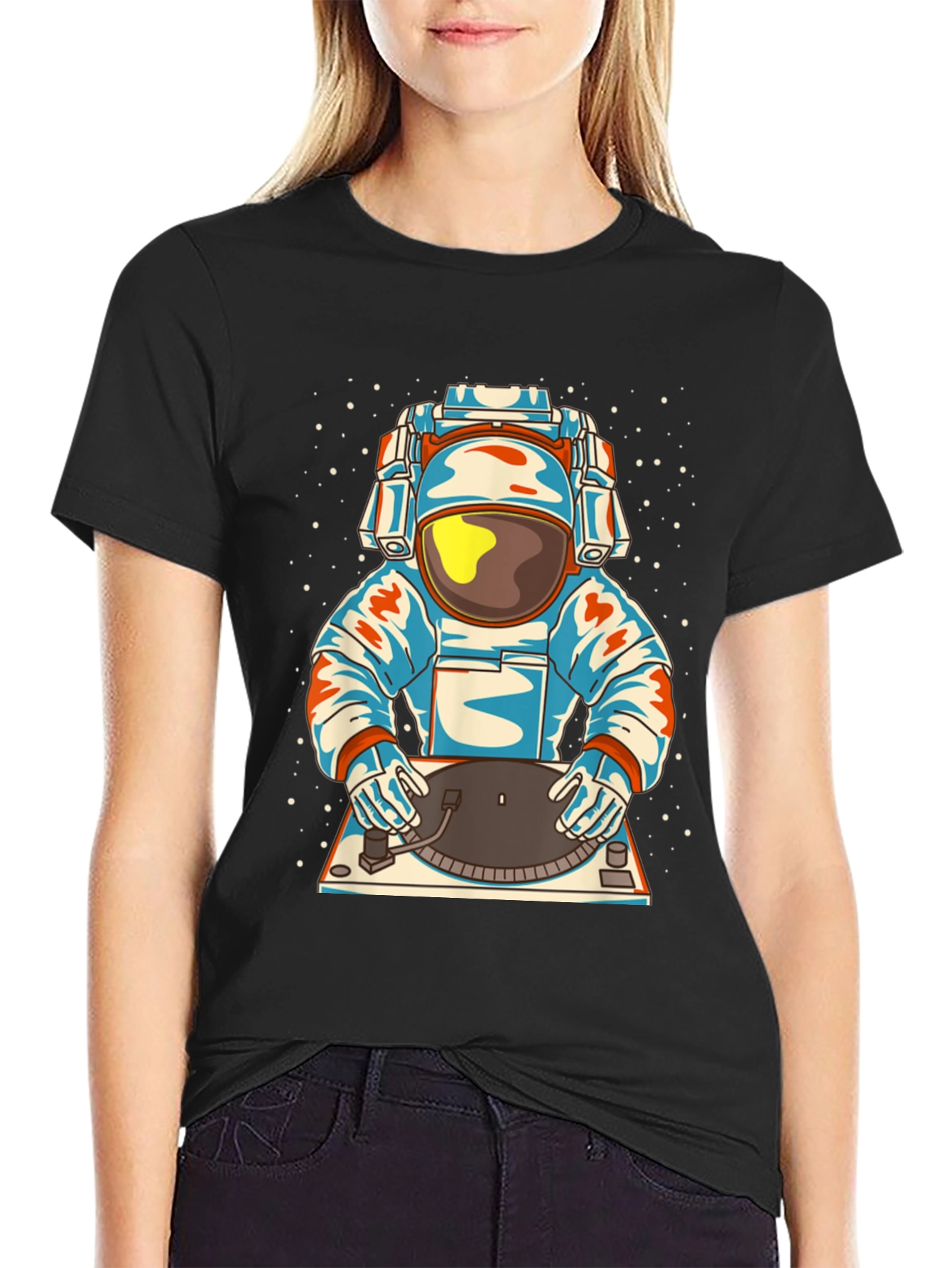 Astronaut DJ Graphic T-Shirt - Cool Space Music Tee