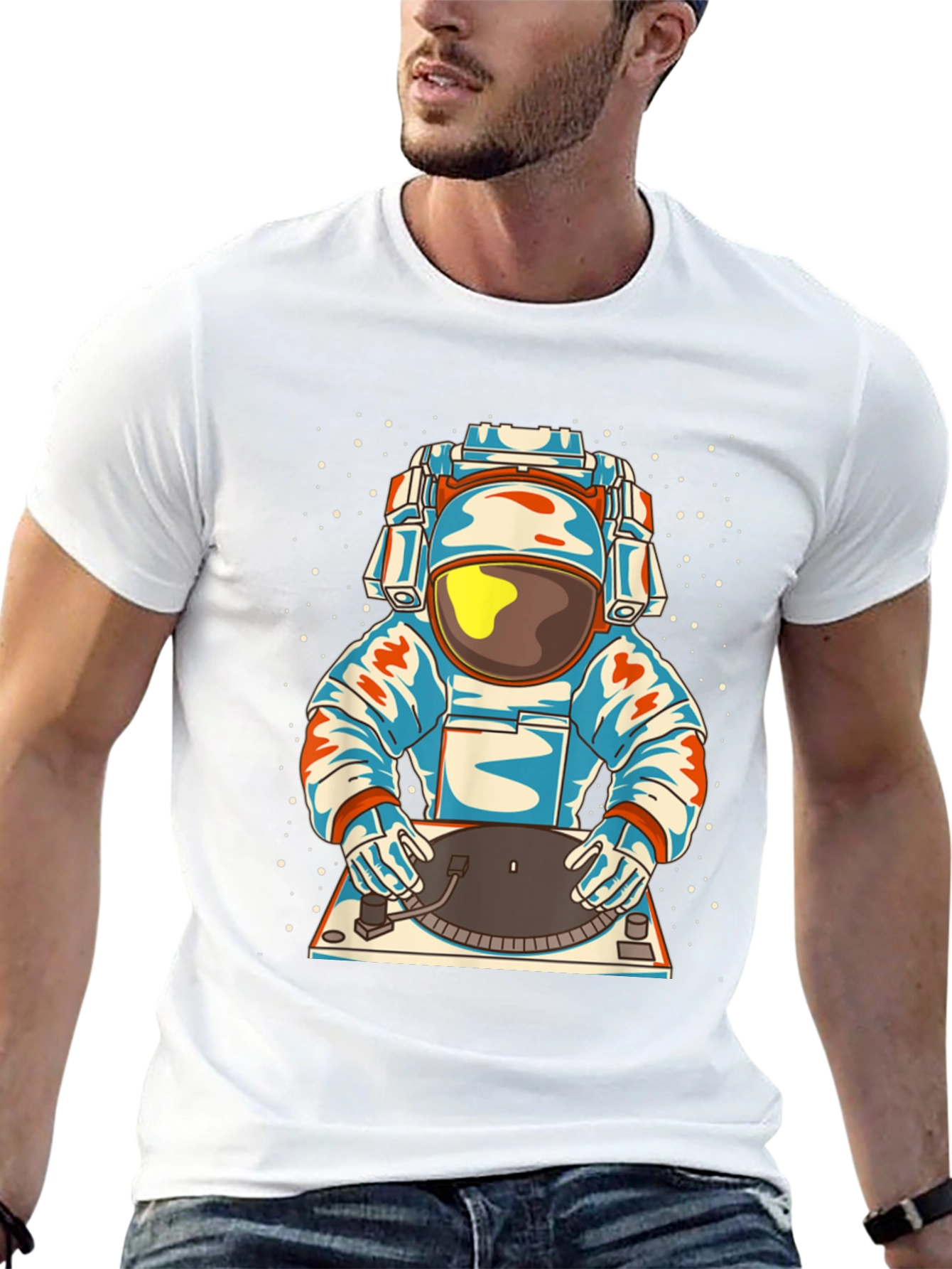 Astronaut DJ Graphic T-Shirt - Cool Space Music Tee