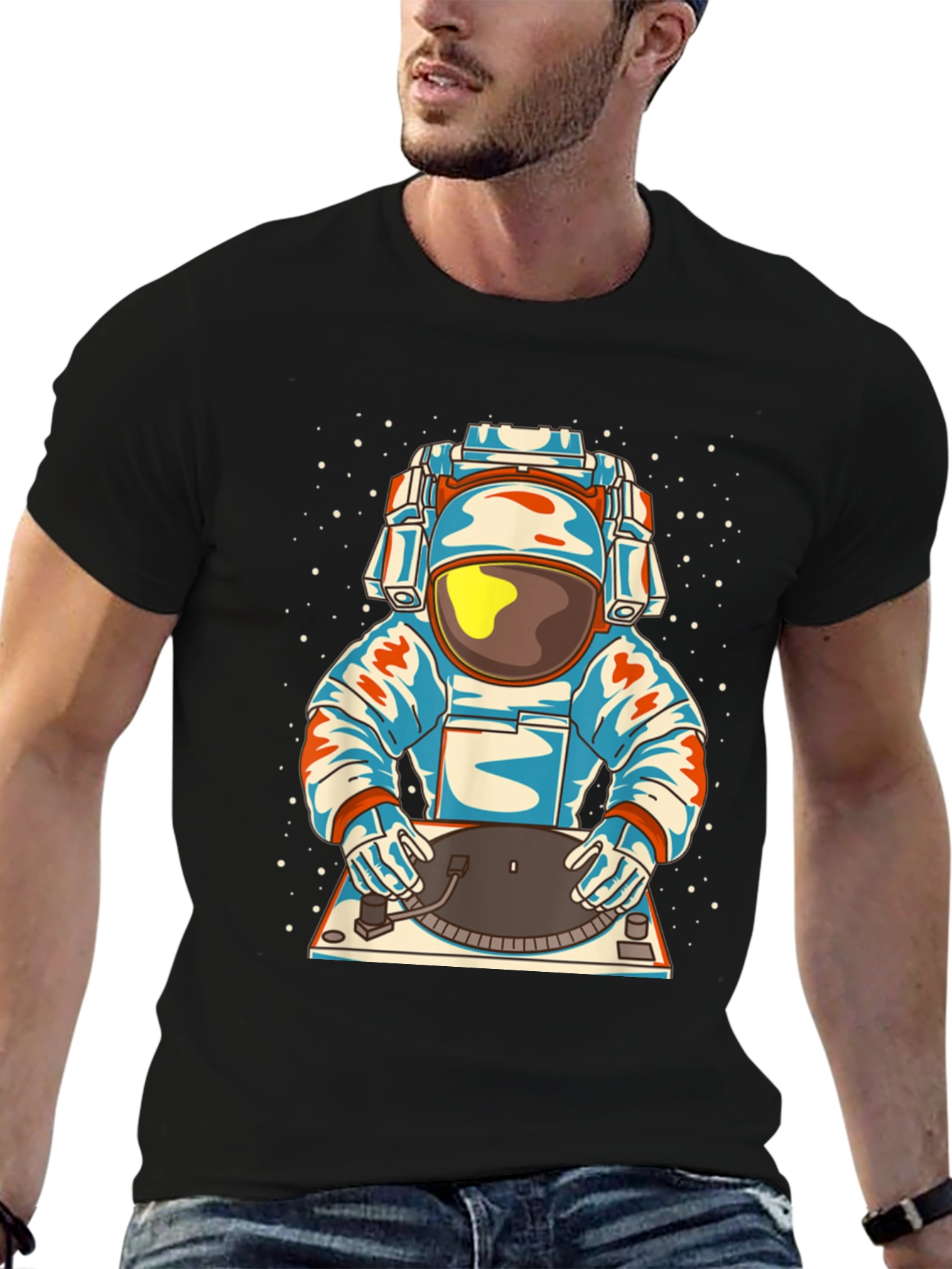 Astronaut DJ Graphic T-Shirt - Cool Space Music Tee