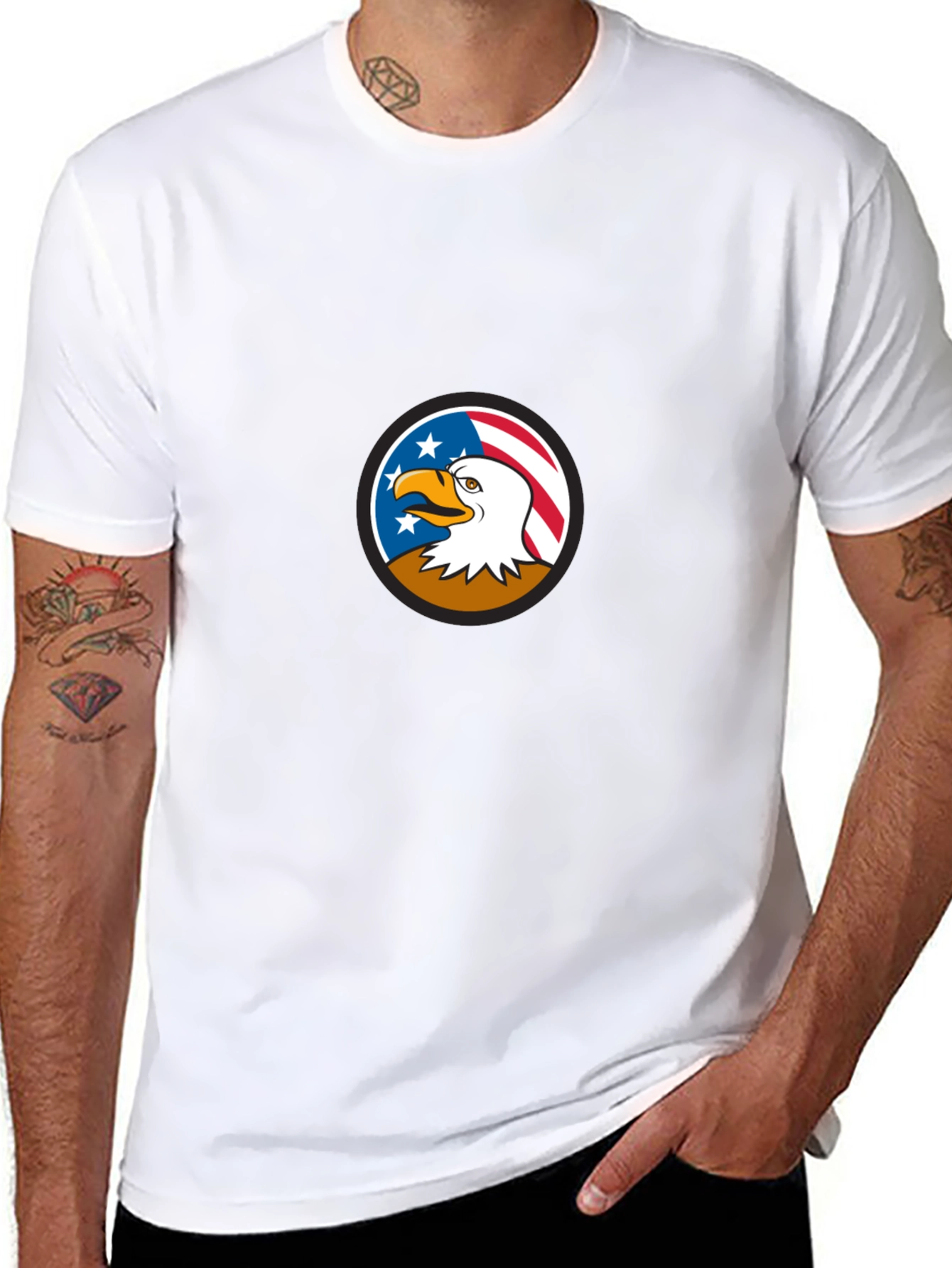 Bald Eagle American Flag Graphic T-Shirt
