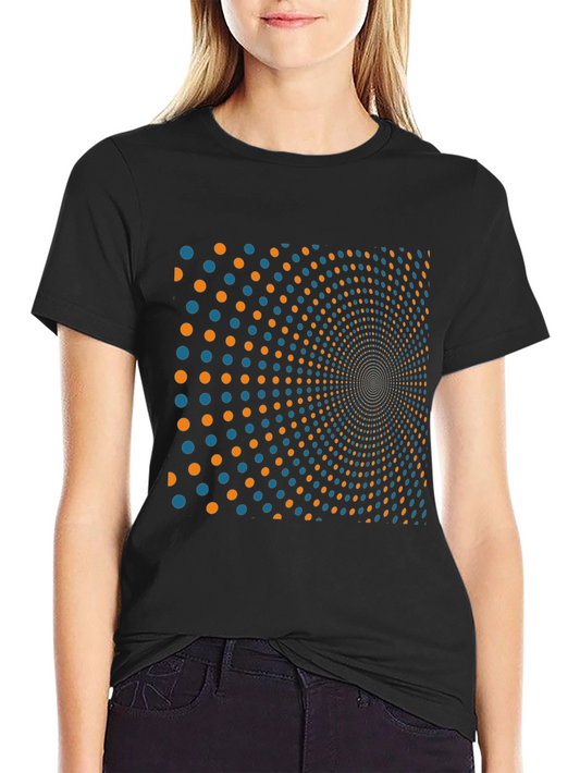 Optical Illusion Dot Pattern Black T-Shirt