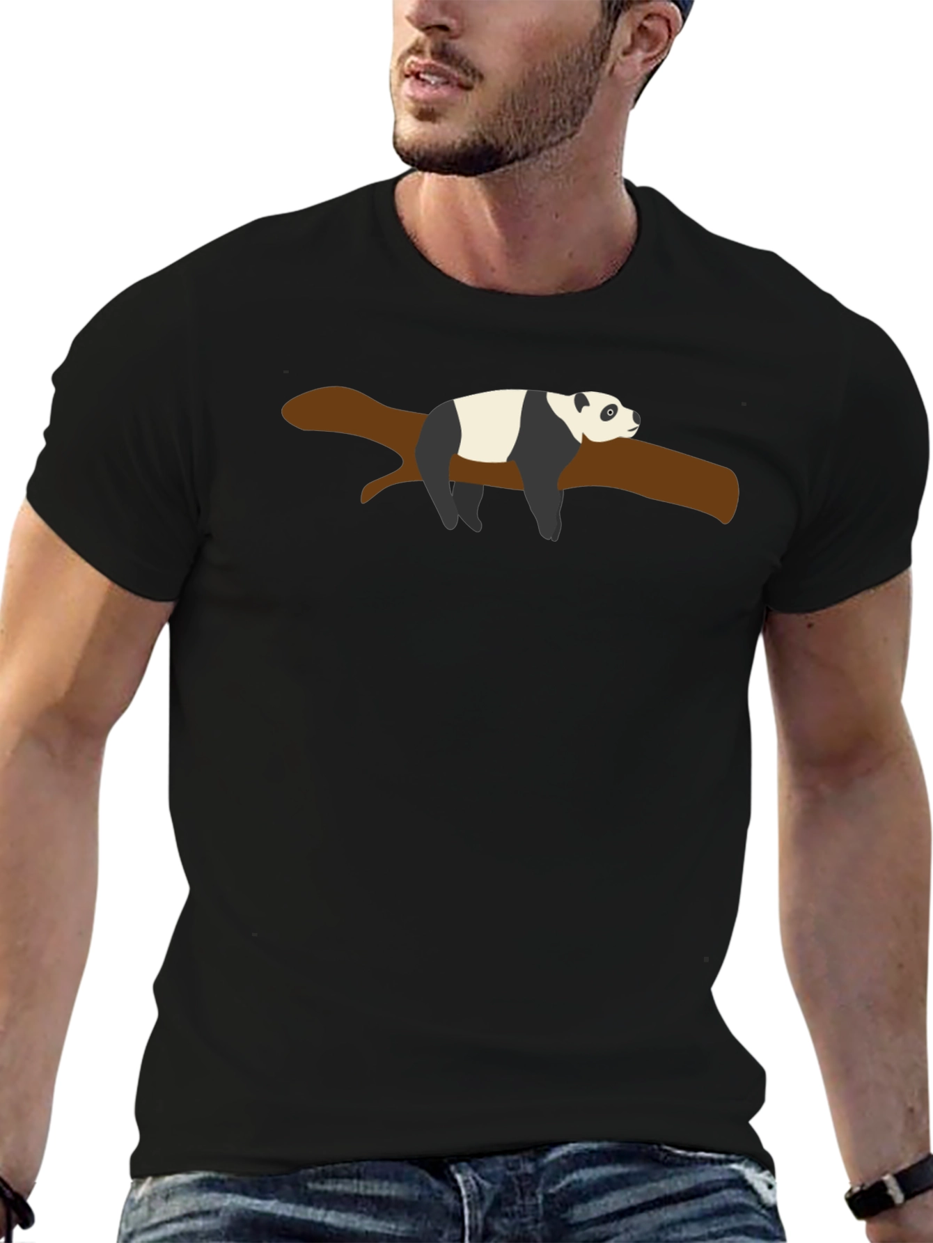 Lazy Panda Branch Black T-Shirt