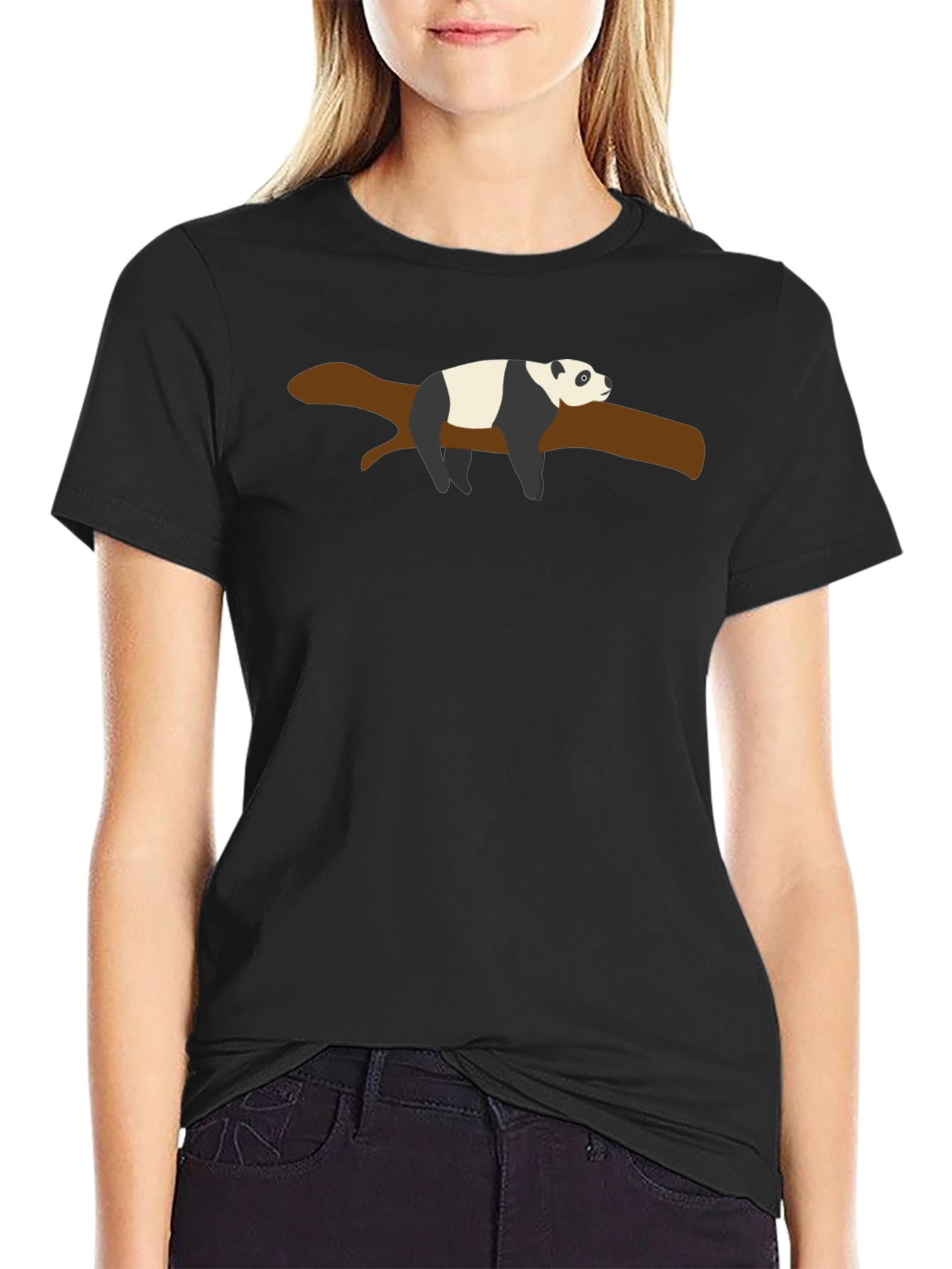 Lazy Panda Branch Black T-Shirt