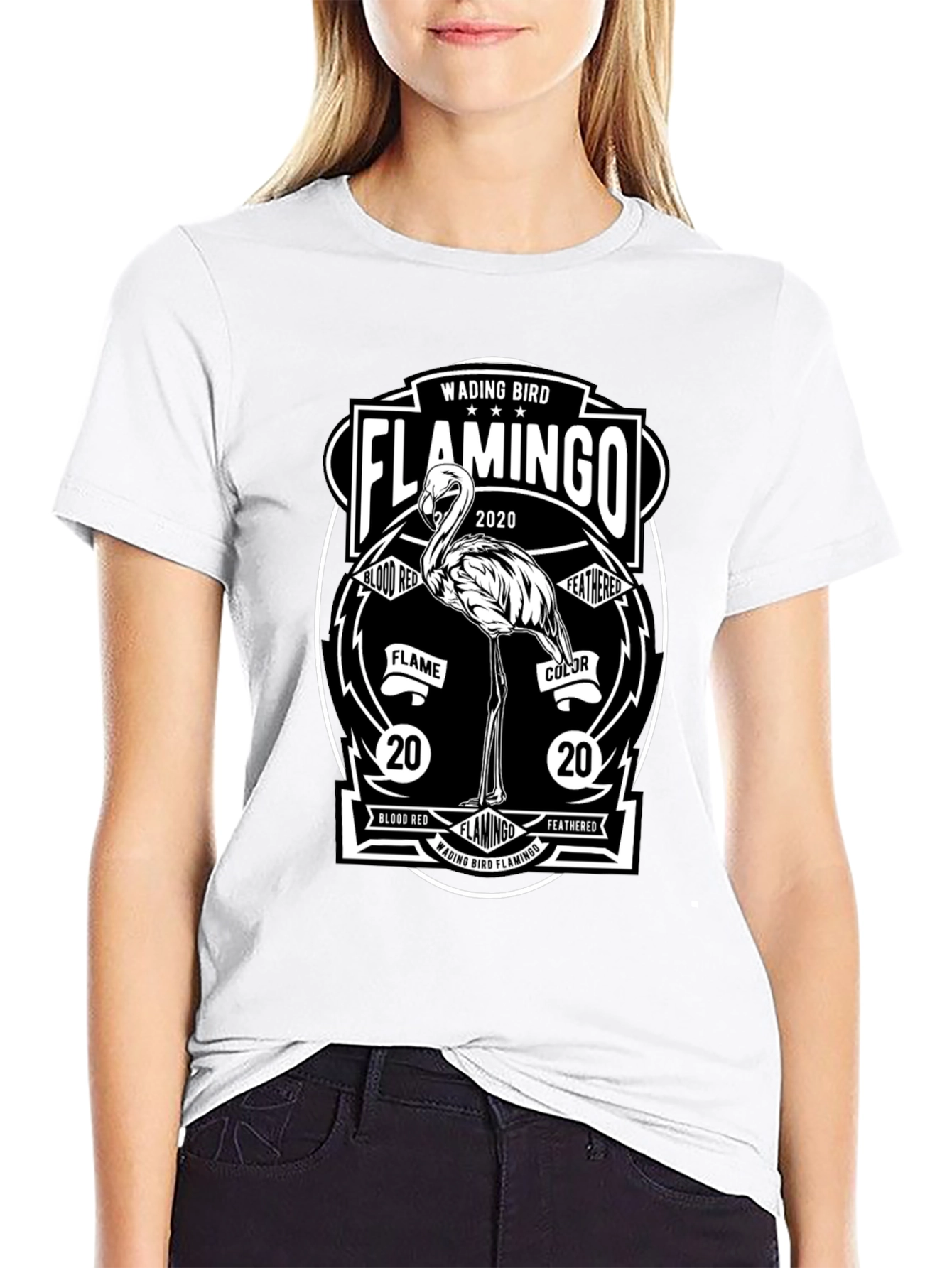 Black Flamingo Graphic T-Shirt - Wading Bird Tee