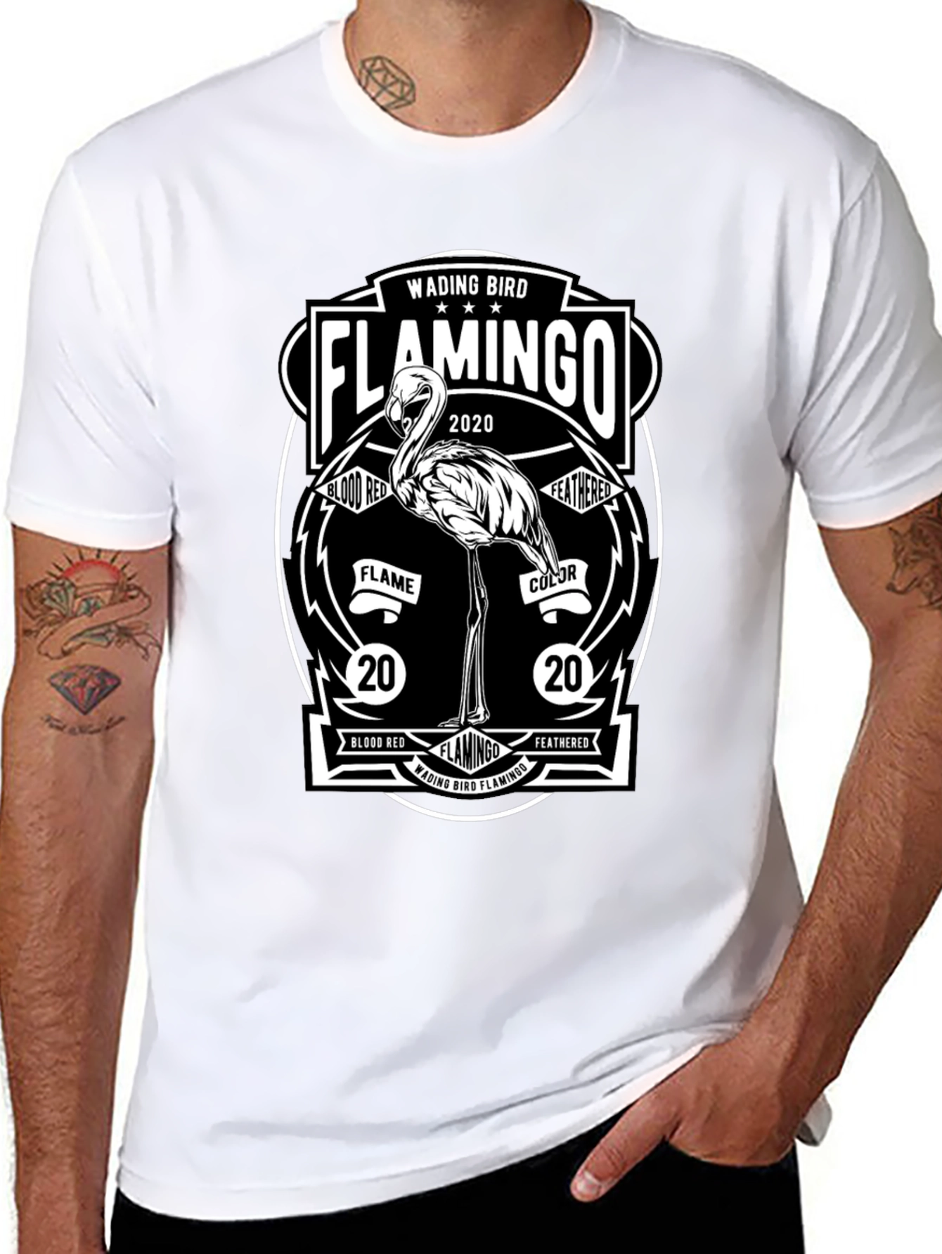 Black Flamingo Graphic T-Shirt - Wading Bird Tee