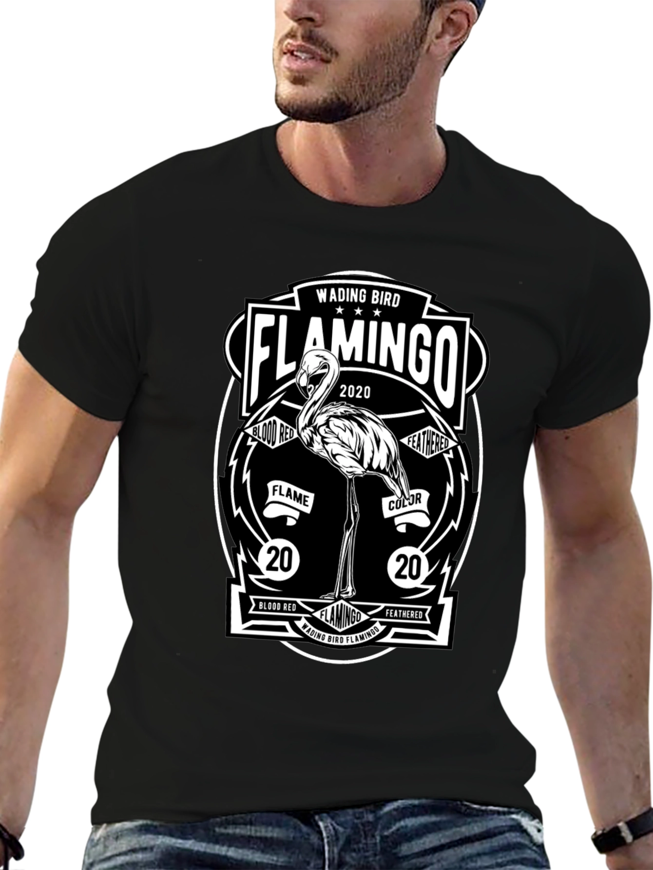 Black Flamingo Graphic T-Shirt - Wading Bird Tee