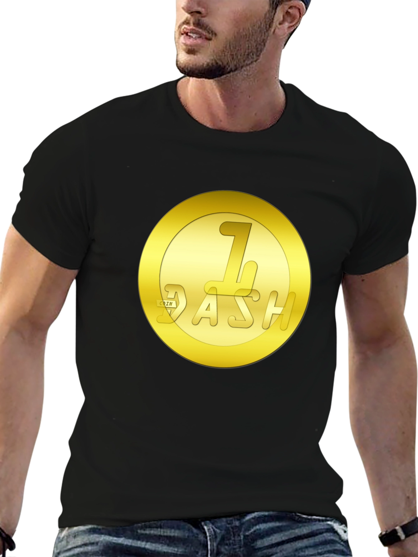 1 Dash Coin Graphic T-Shirt - Black