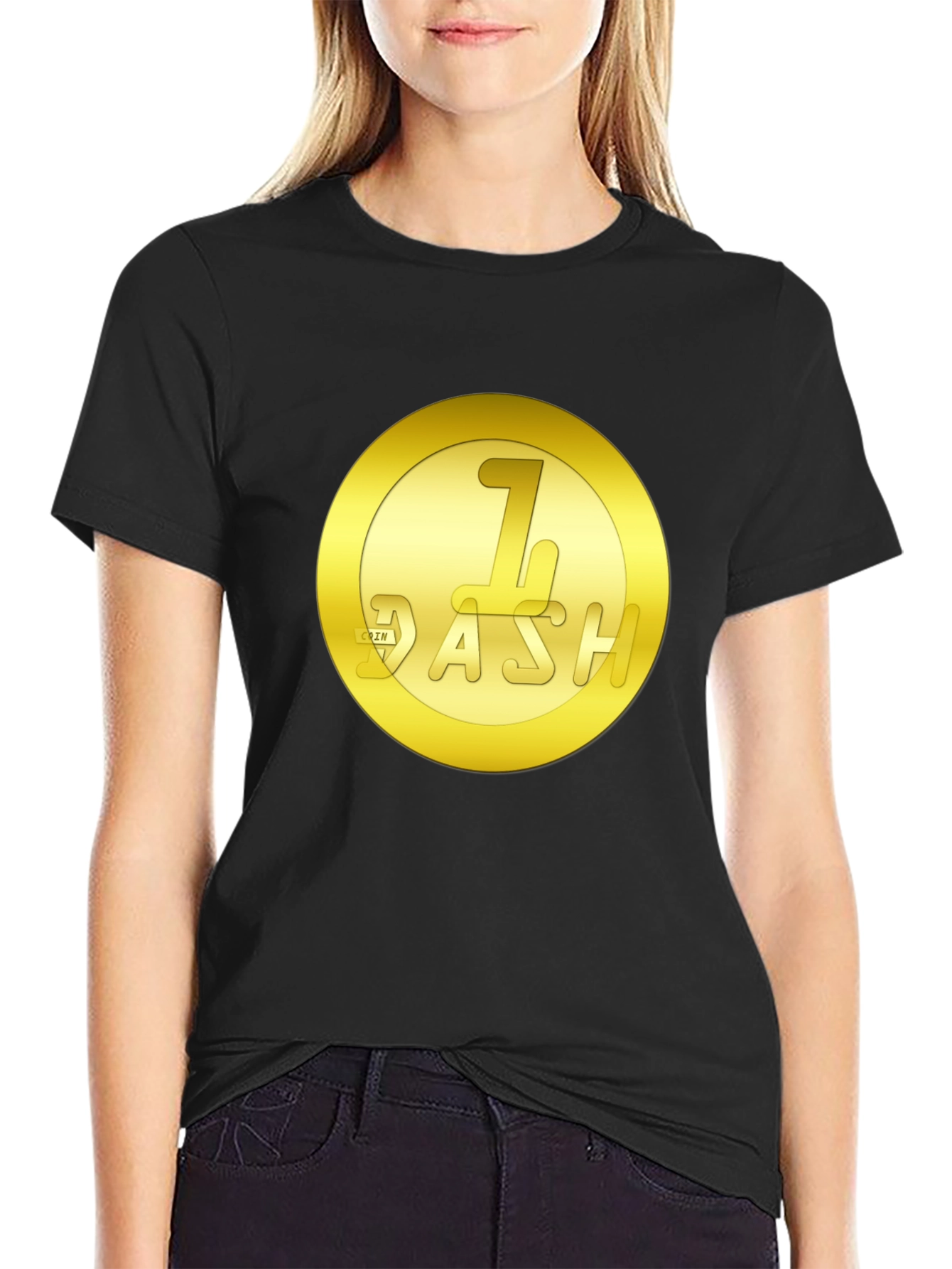 1 Dash Coin Graphic T-Shirt - Black