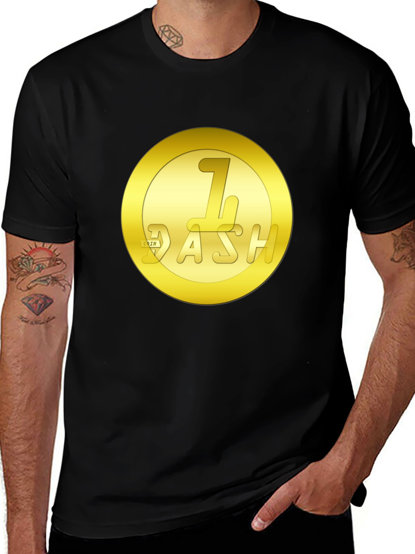 1 Dash Coin Graphic T-Shirt - Black