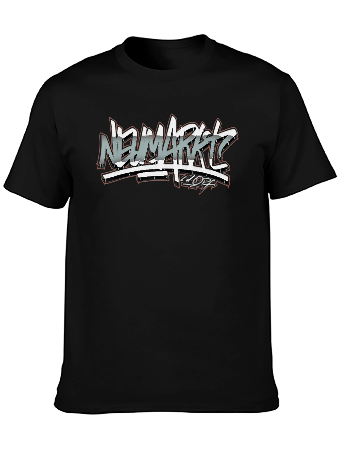 Black T-Shirt with Graffiti-Style Graphic