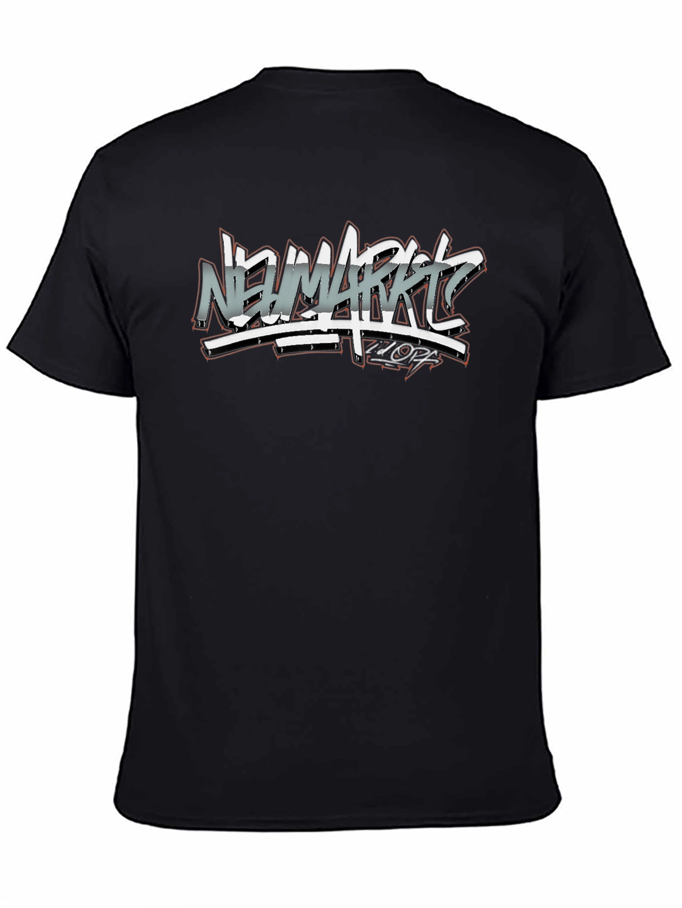 Black T-Shirt with Graffiti-Style Graphic