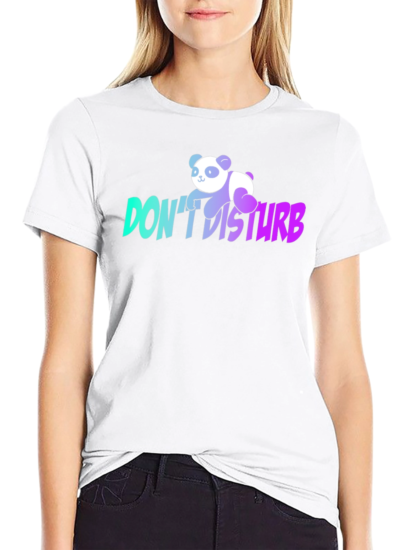 Dont Disturb Panda Graphic T-Shirt - Black