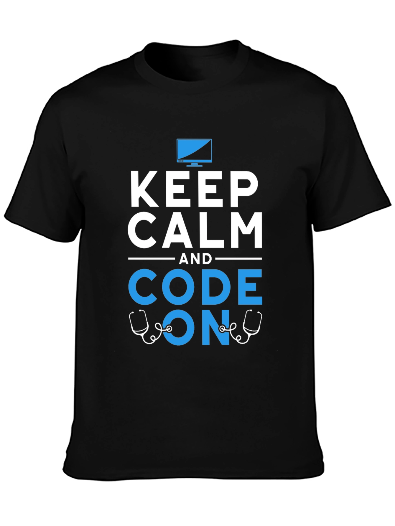 Keep Calm Code On Graphic T-Shirt Programmer Coder