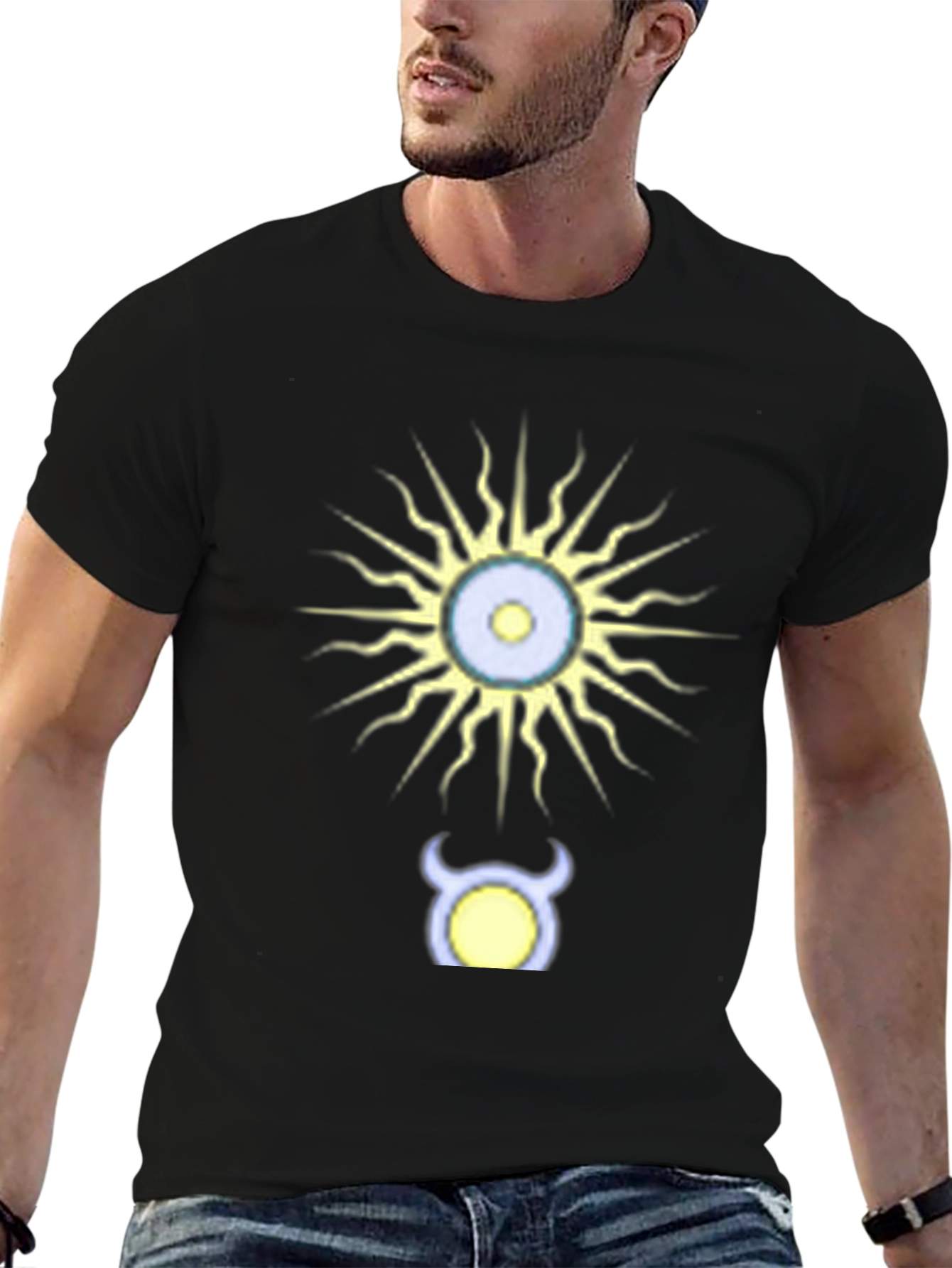 Taurus Zodiac Black T-Shirt - Sun & Bull Design