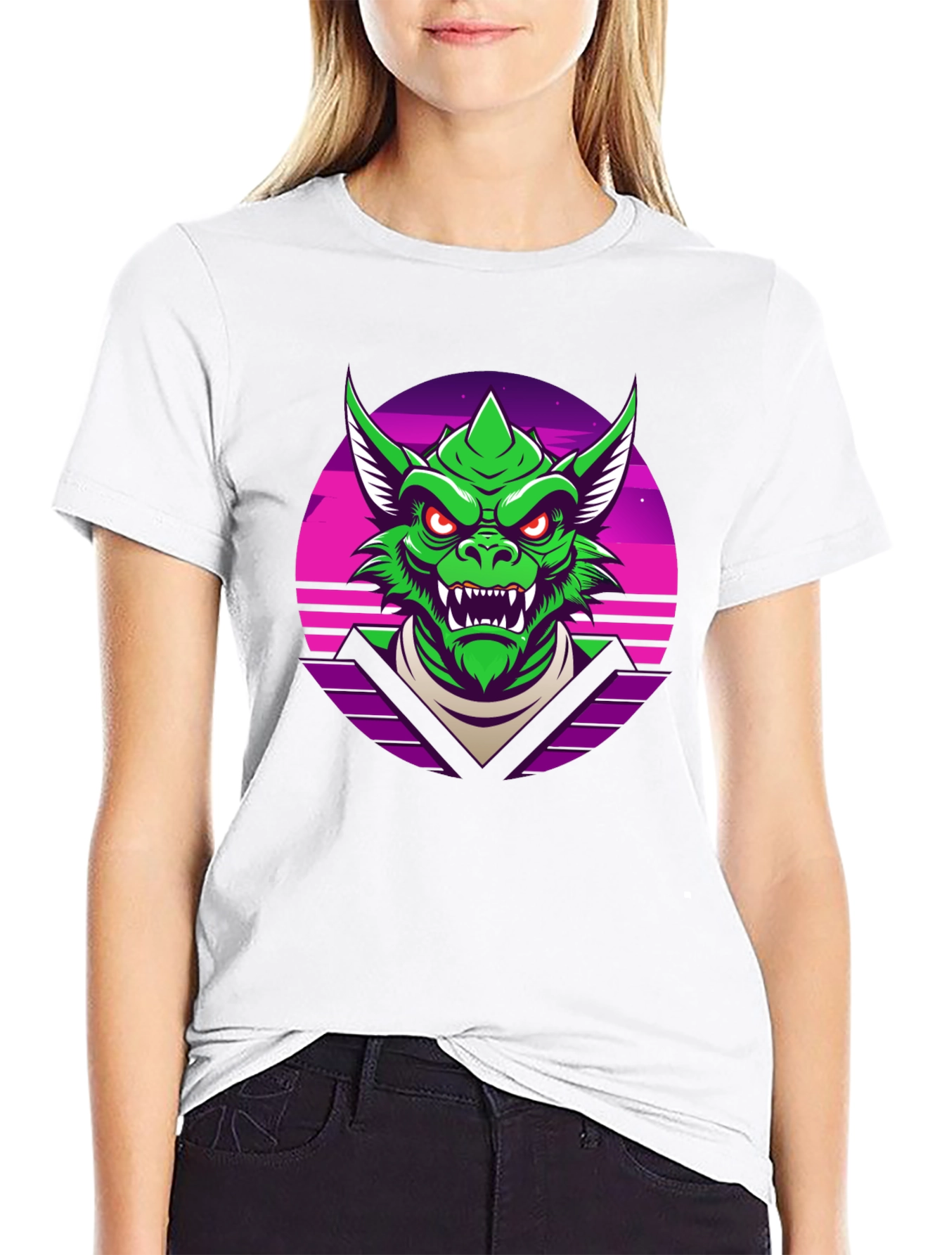 Retro Synthwave Dragon Graphic Tee