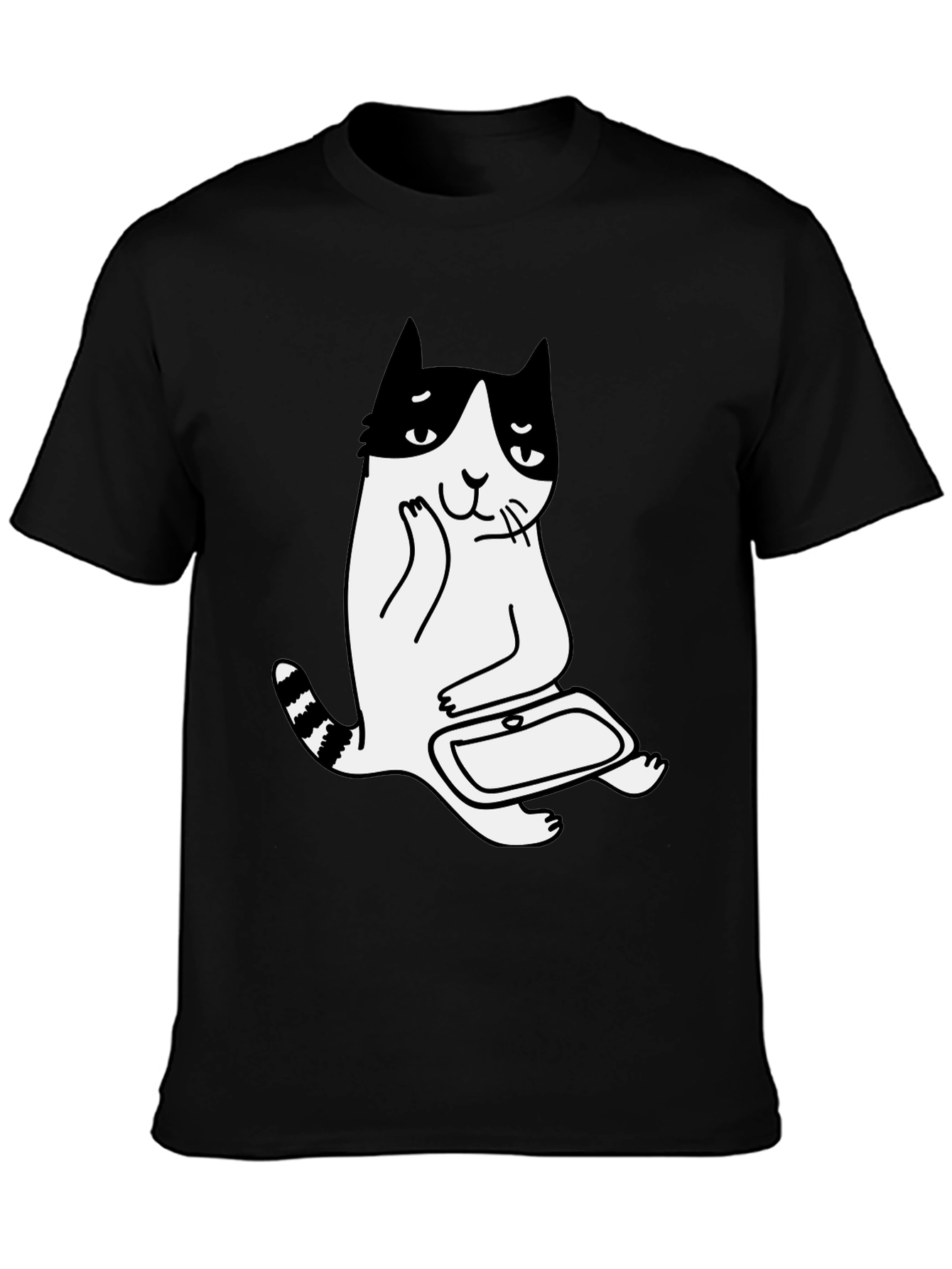 Cool Cat T-Shirt - Black Cotton Graphic Tee
