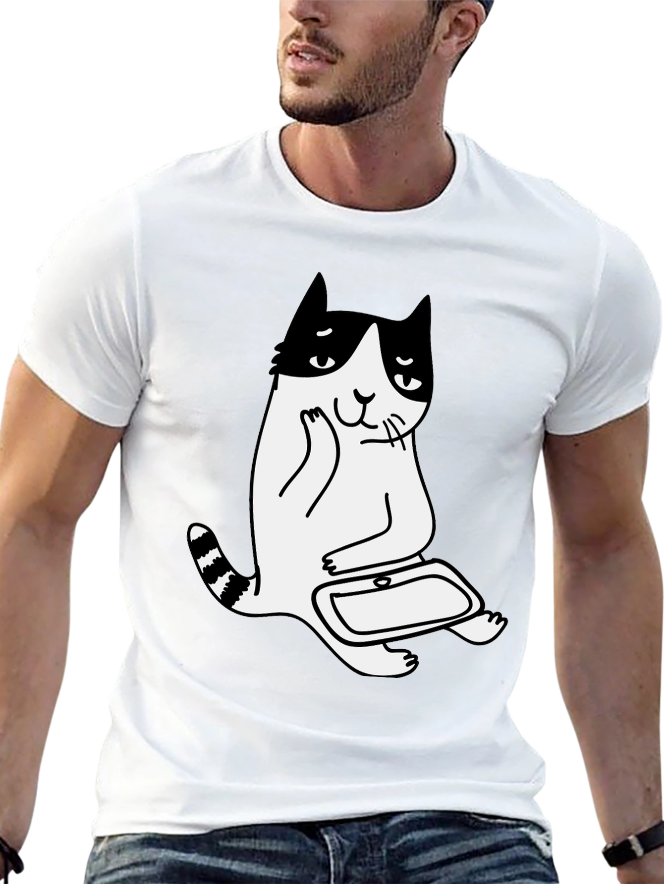 Cool Cat T-Shirt - Black Cotton Graphic Tee