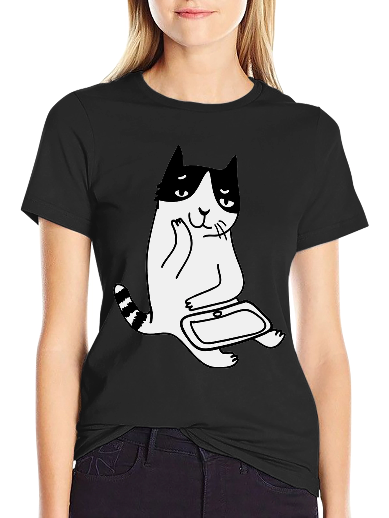 Cool Cat T-Shirt - Black Cotton Graphic Tee