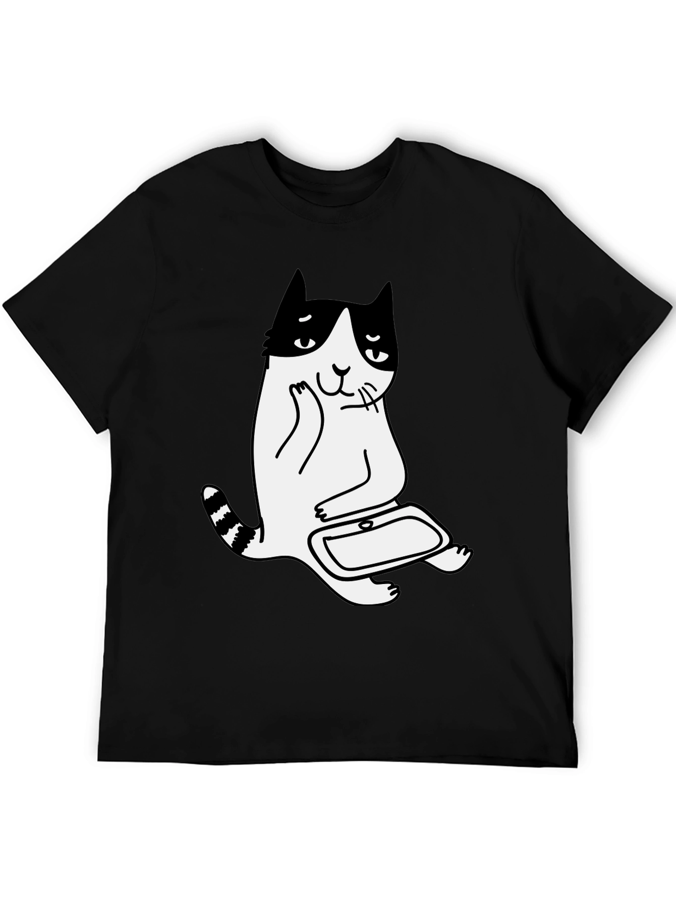 Cool Cat T-Shirt - Black Cotton Graphic Tee