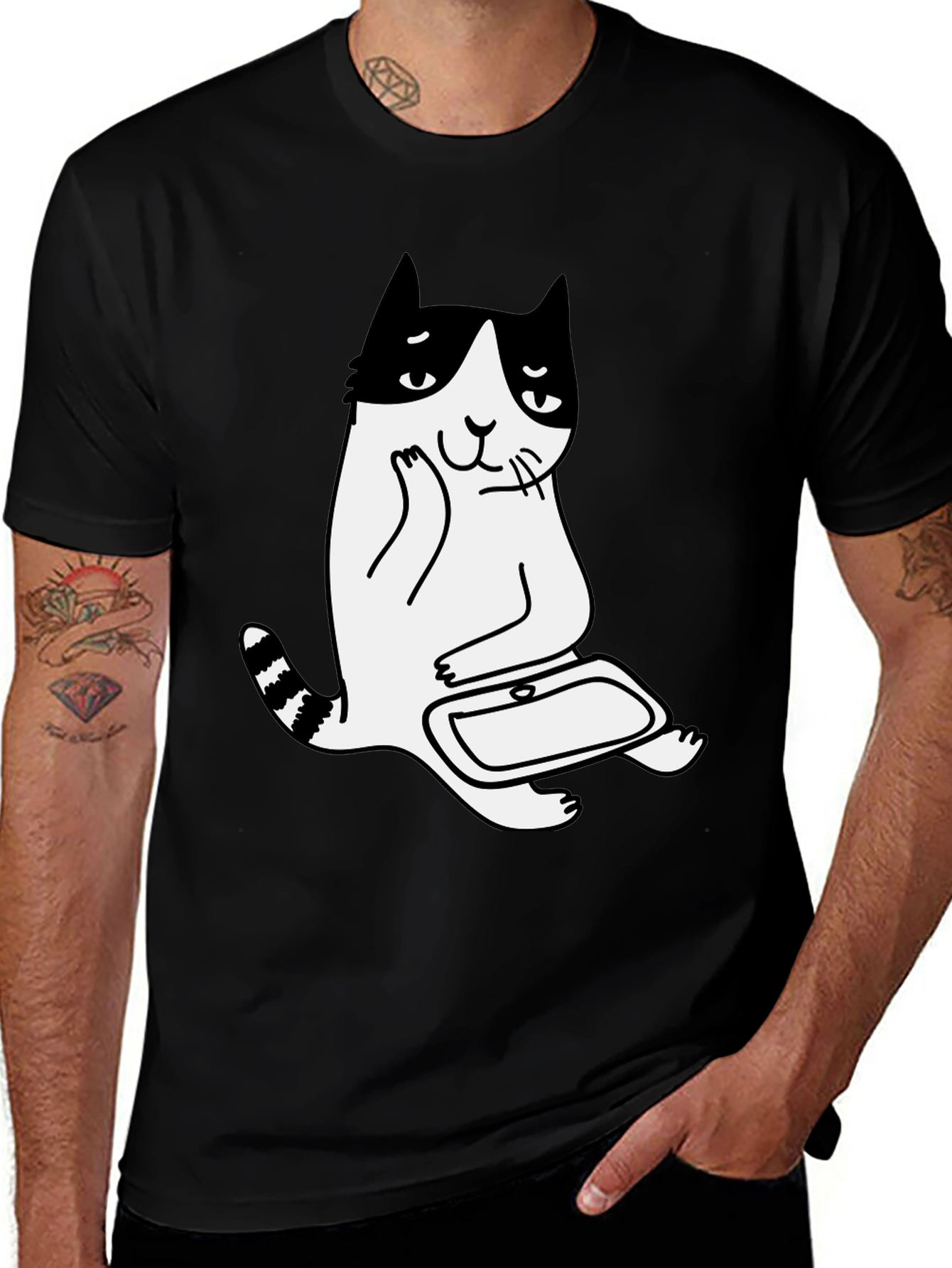 Cool Cat T-Shirt - Black Cotton Graphic Tee