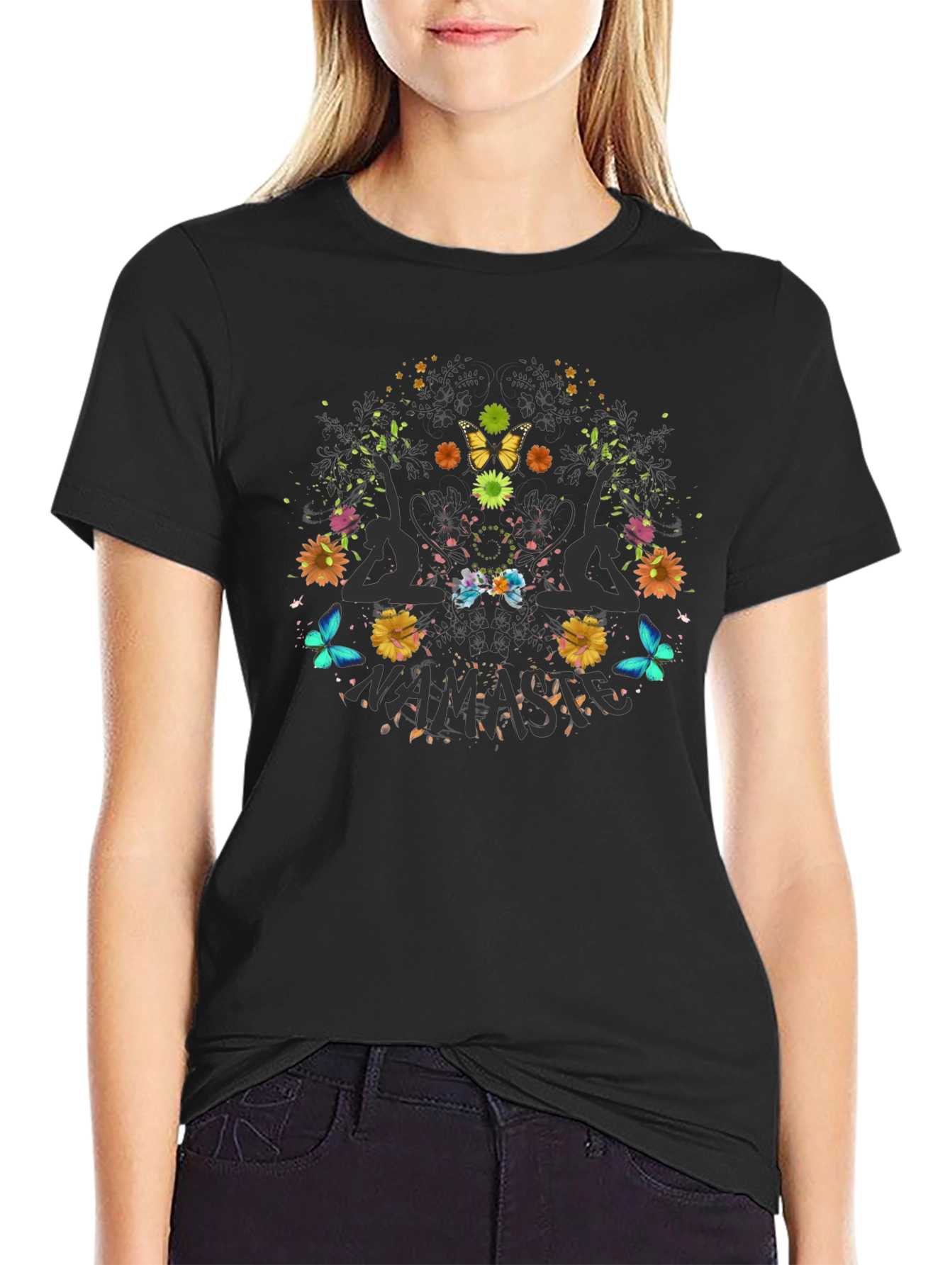 Namaste Yoga Graphic Black T-Shirt