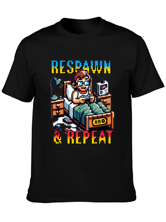 Respawn & Repeat Gaming T-Shirt Pixel Art Style