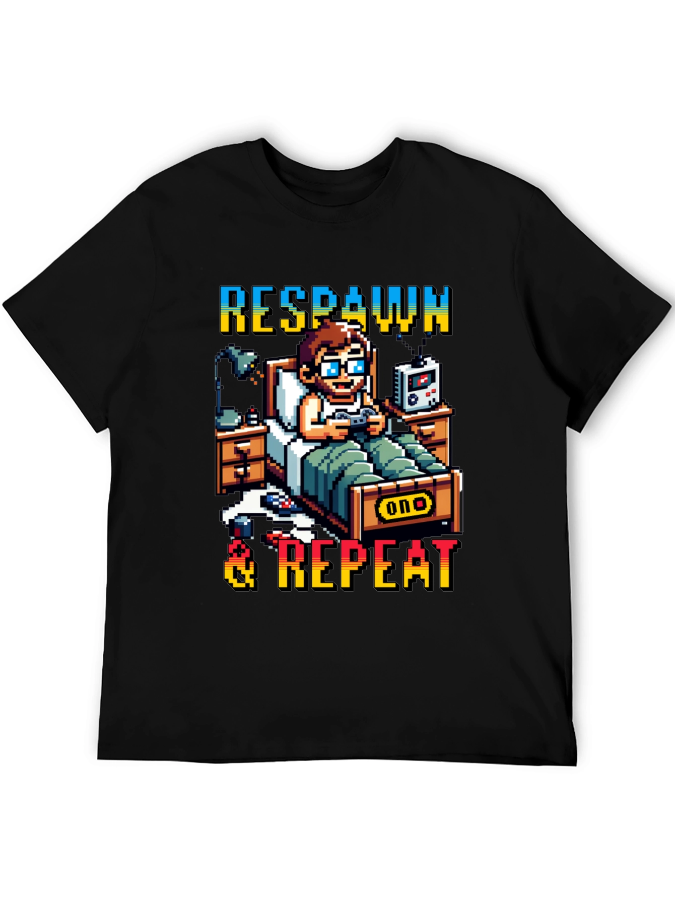 Respawn & Repeat Gaming T-Shirt Pixel Art Style