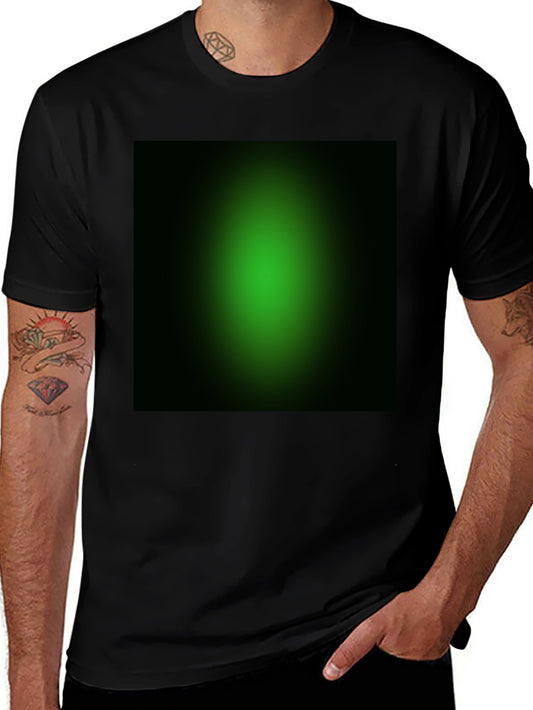Mens Black T-Shirt with Green Gradient Design