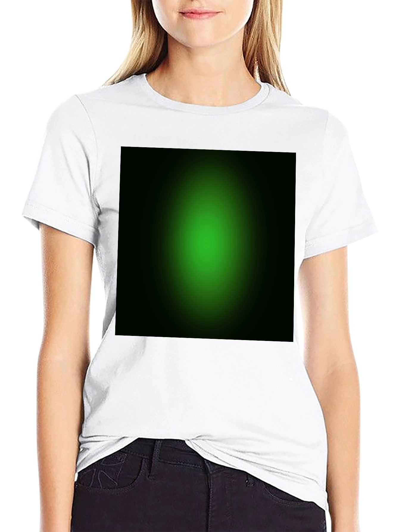 Mens Black T-Shirt with Green Gradient Design