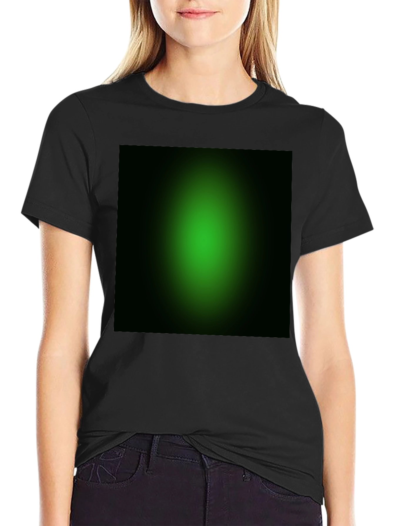 Mens Black T-Shirt with Green Gradient Design