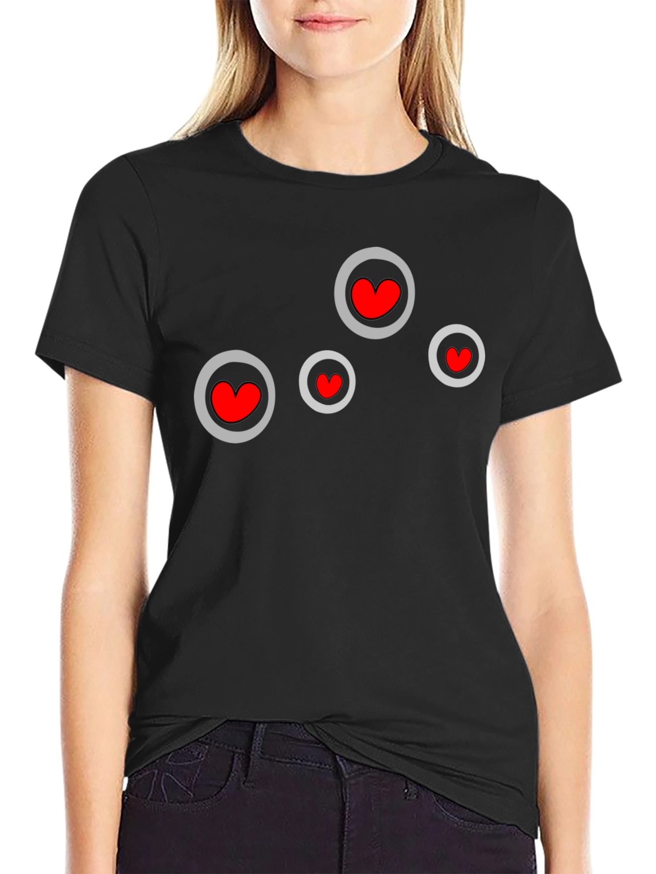 Heart Circles Black T-Shirt