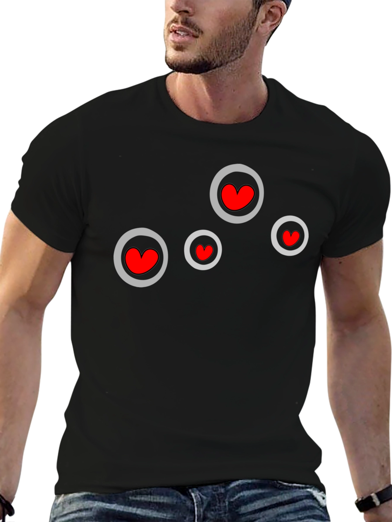 Heart Circles Black T-Shirt