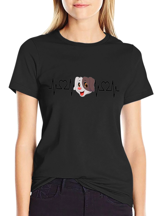 Cartoon Dog Heartbeat Graphic Tee