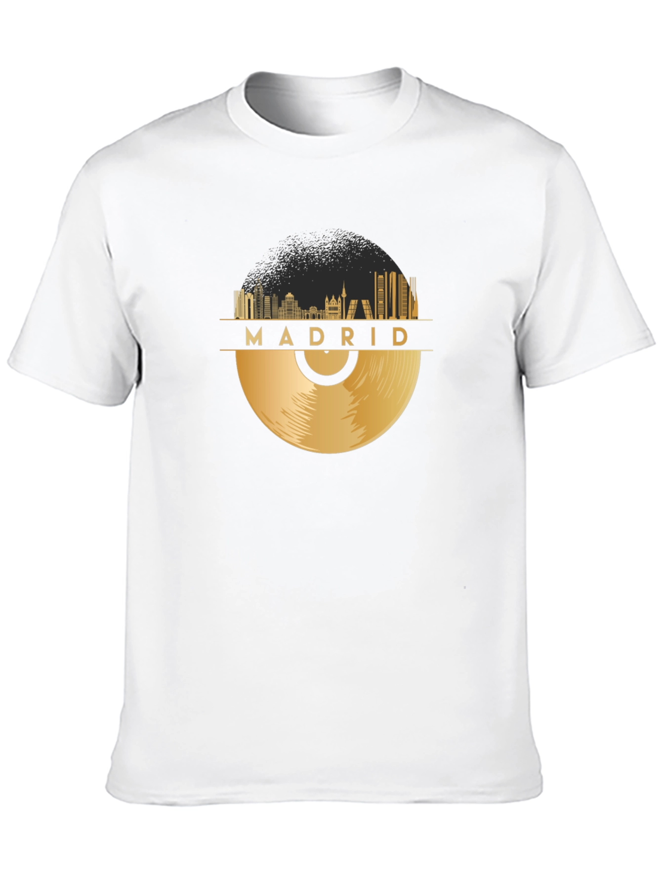 Madrid Skyline Record Black T-Shirt