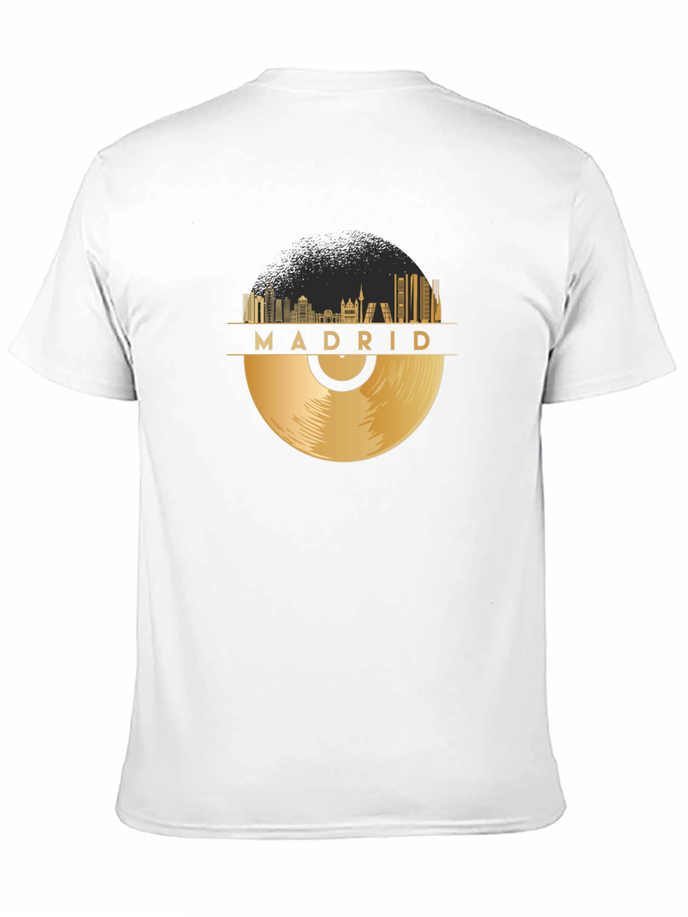 Madrid Skyline Record Black T-Shirt
