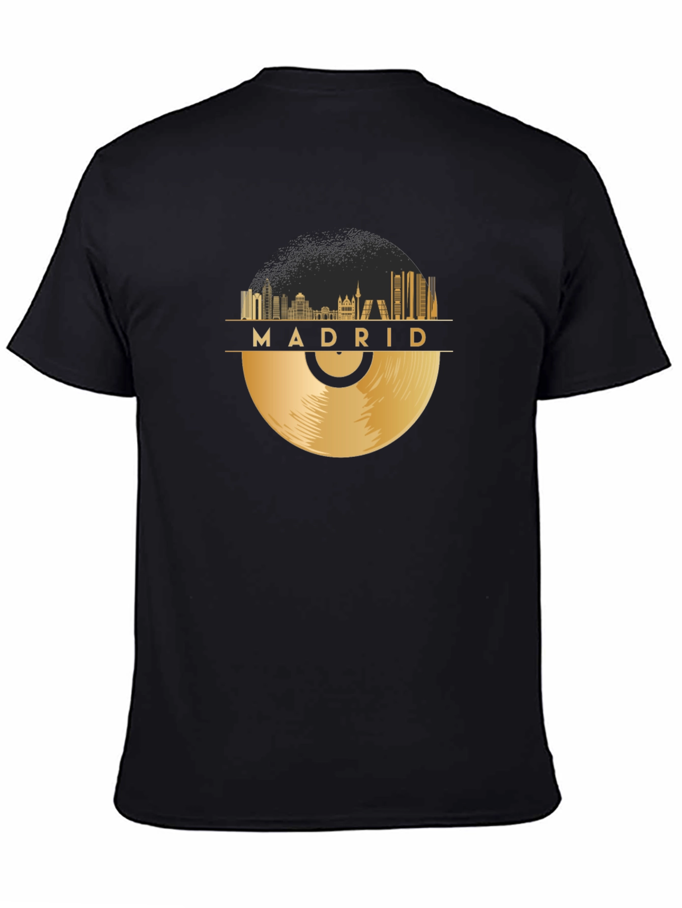 Madrid Skyline Record Black T-Shirt