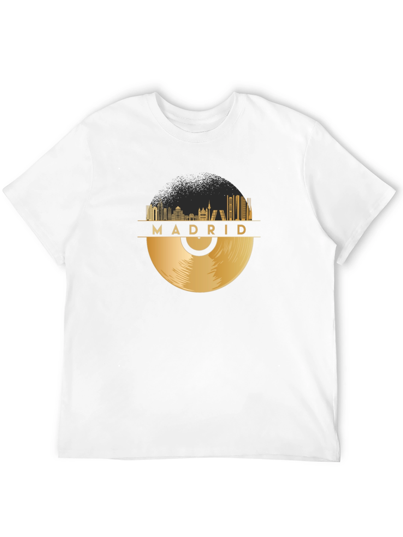 Madrid Skyline Record Black T-Shirt