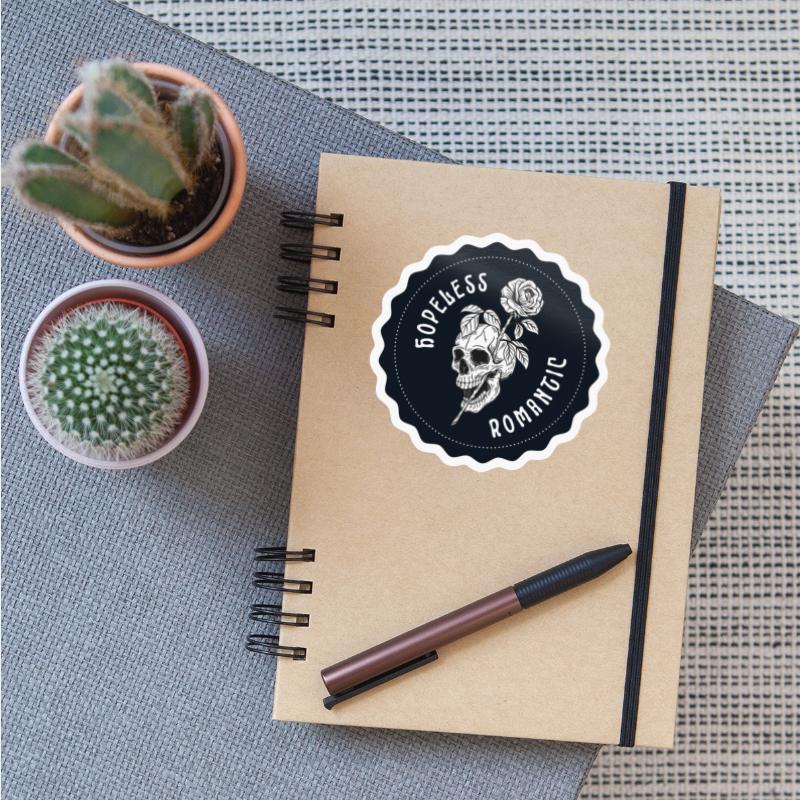 Dark Navy Illustrated Skull Hopeless Romantic