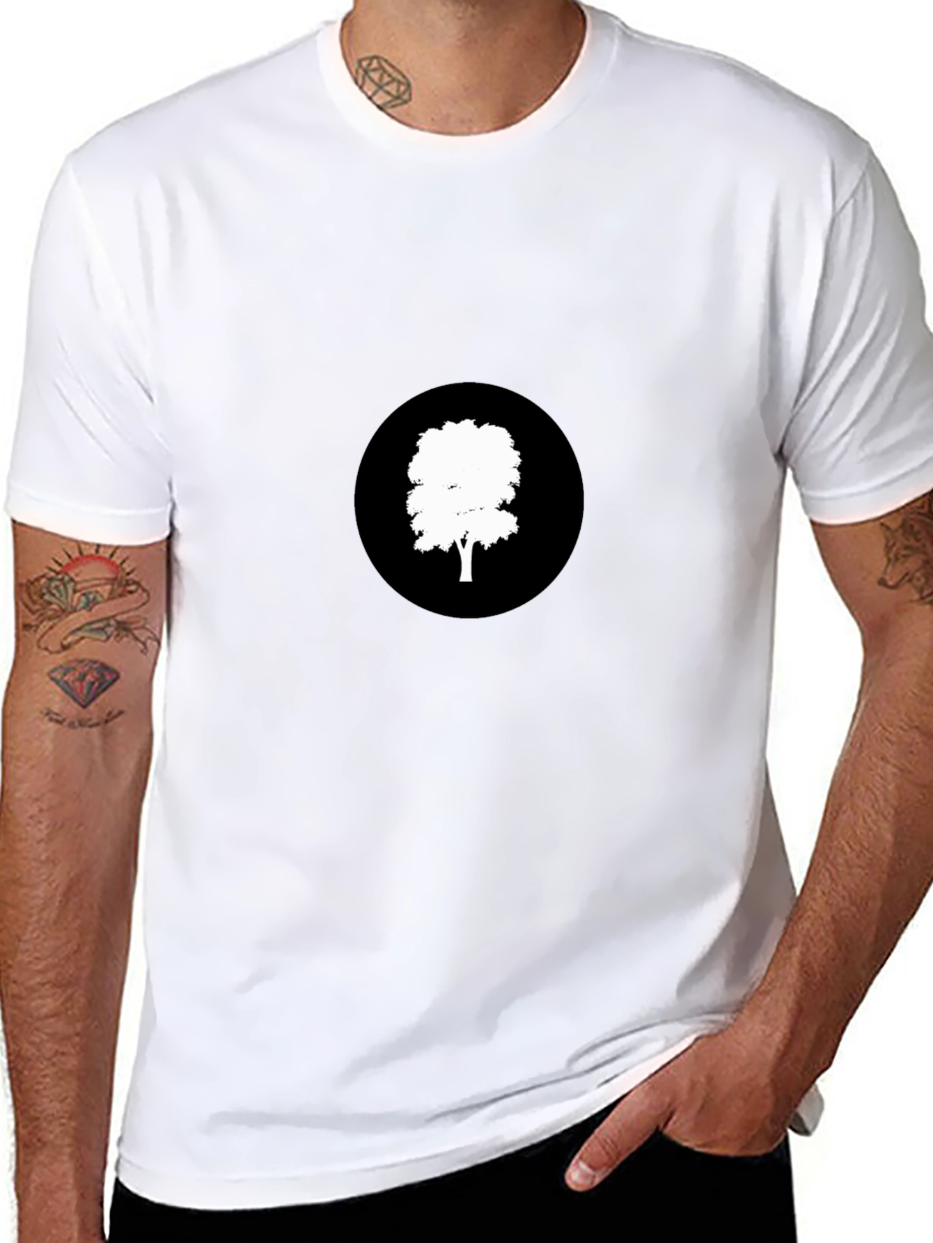 Black T-Shirt with Tree Graphic