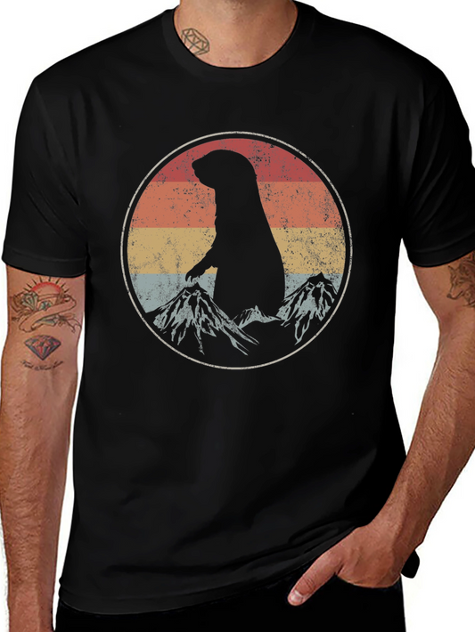 Vintage Groundhog & Mountain Graphic Tee
