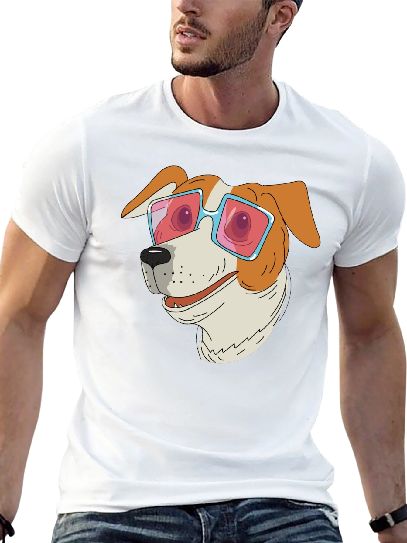 Dog with Sunglasses Graphic T-Shirt