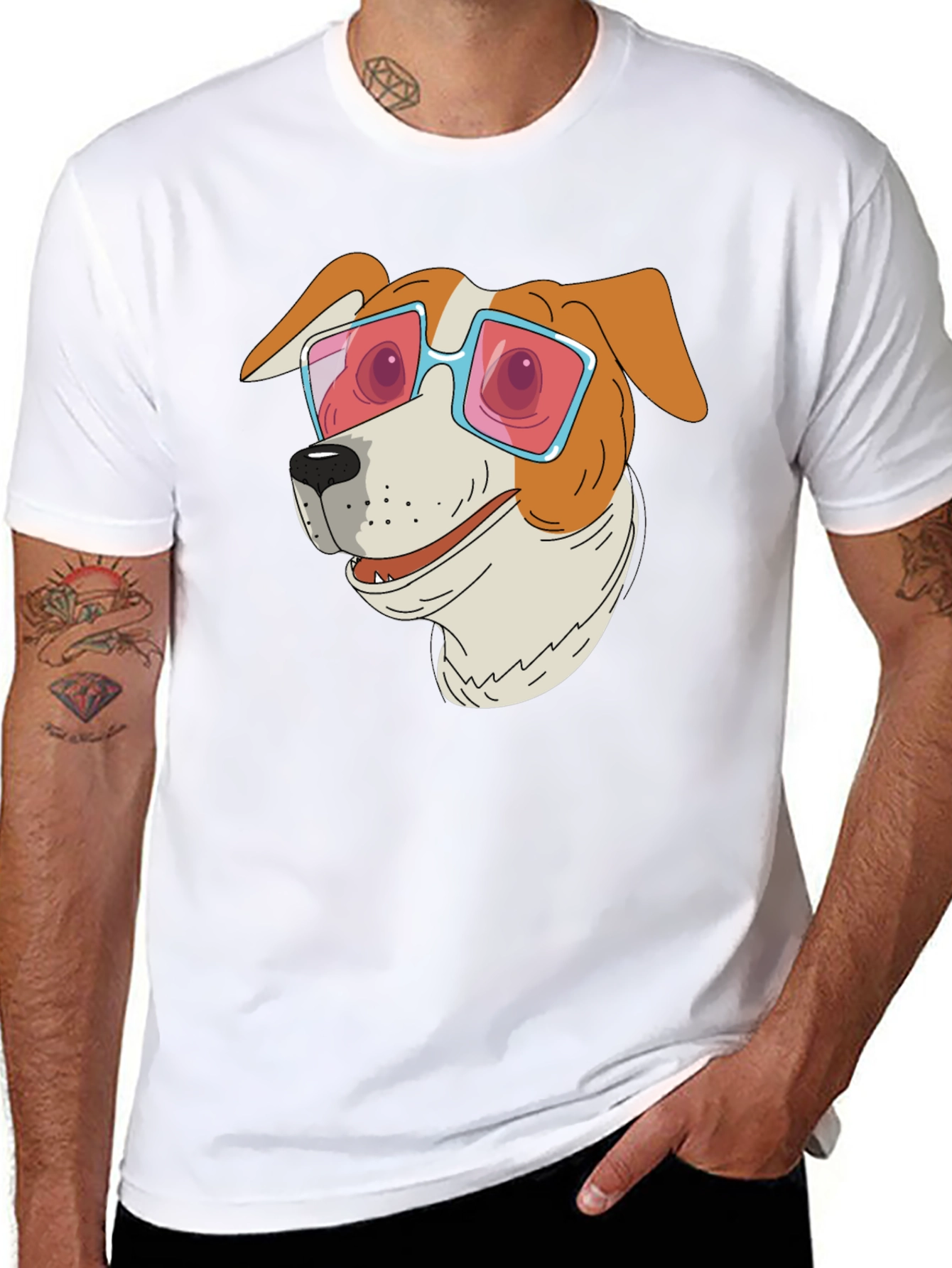 Dog with Sunglasses Graphic T-Shirt