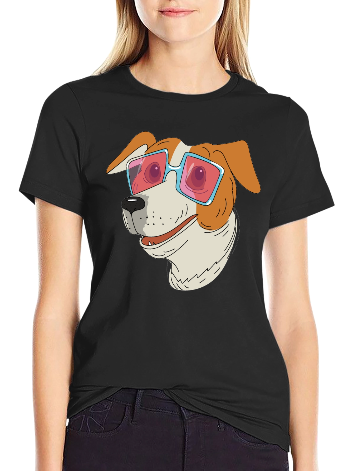 Dog with Sunglasses Graphic T-Shirt