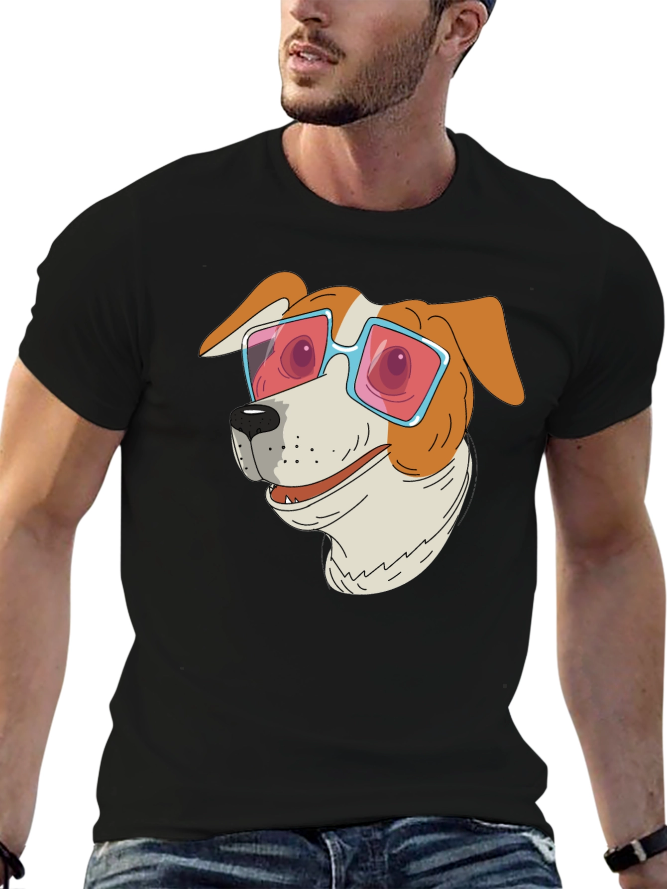 Dog with Sunglasses Graphic T-Shirt